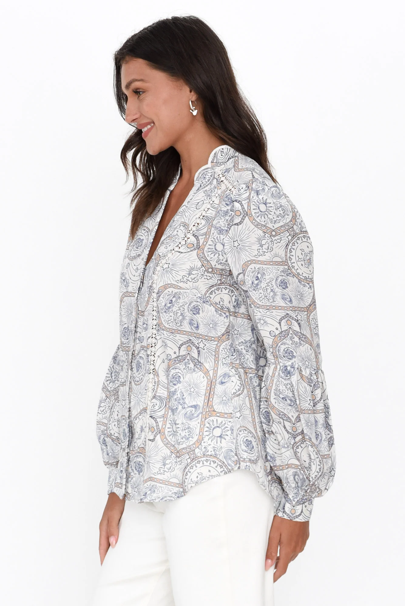 Vega Blue Astral Cupro Blend Shirt