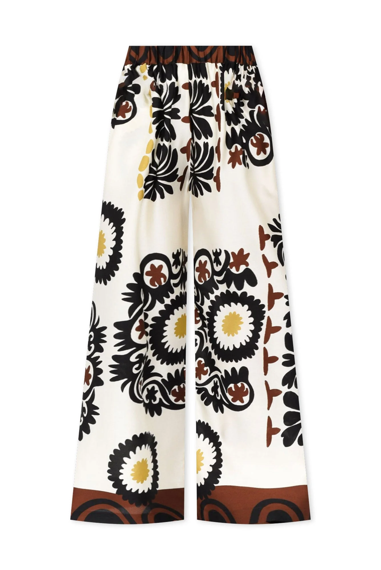 Plato Cream Abstract Wide Leg Pants