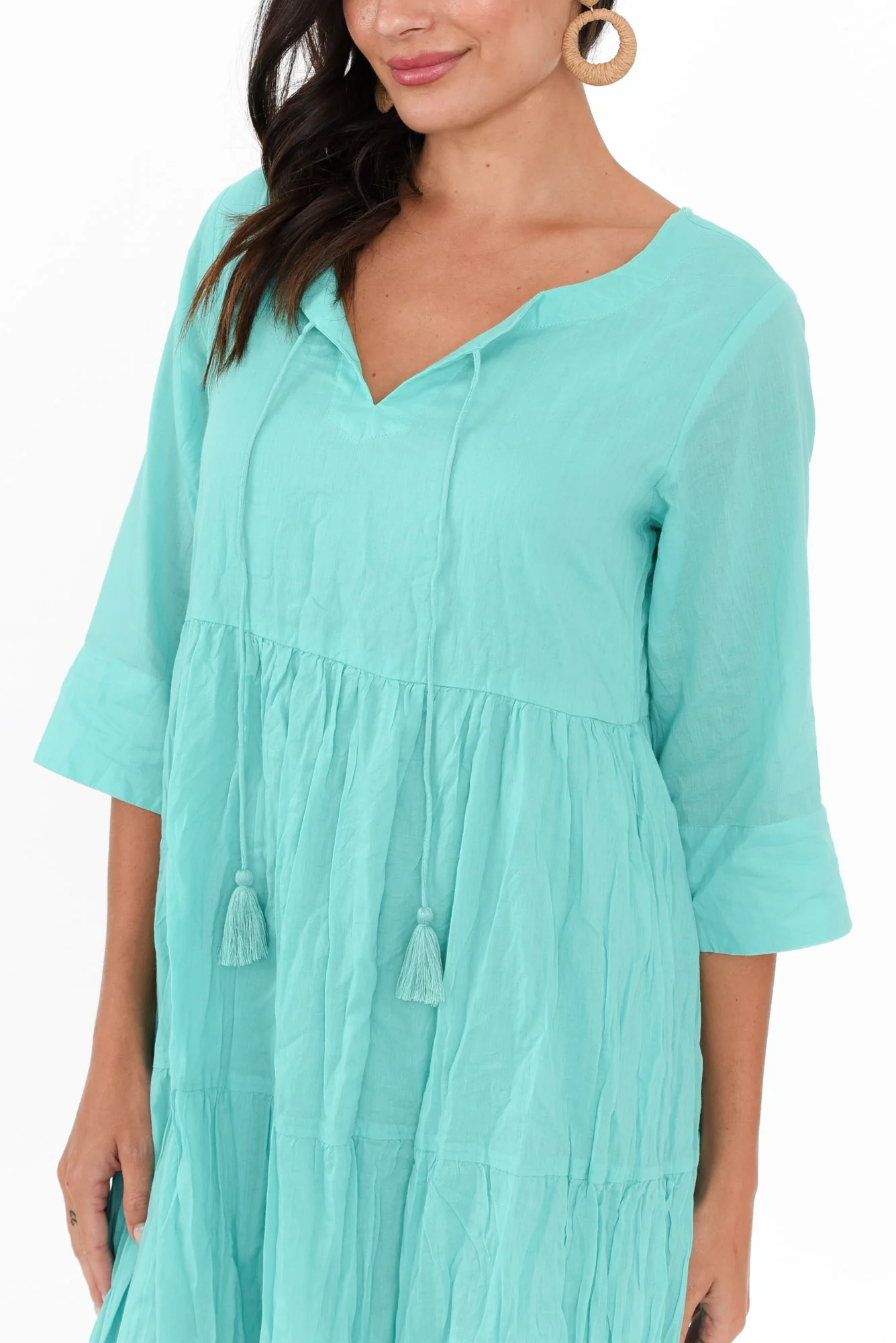 Milana Ice Blue Crinkle Cotton Dress