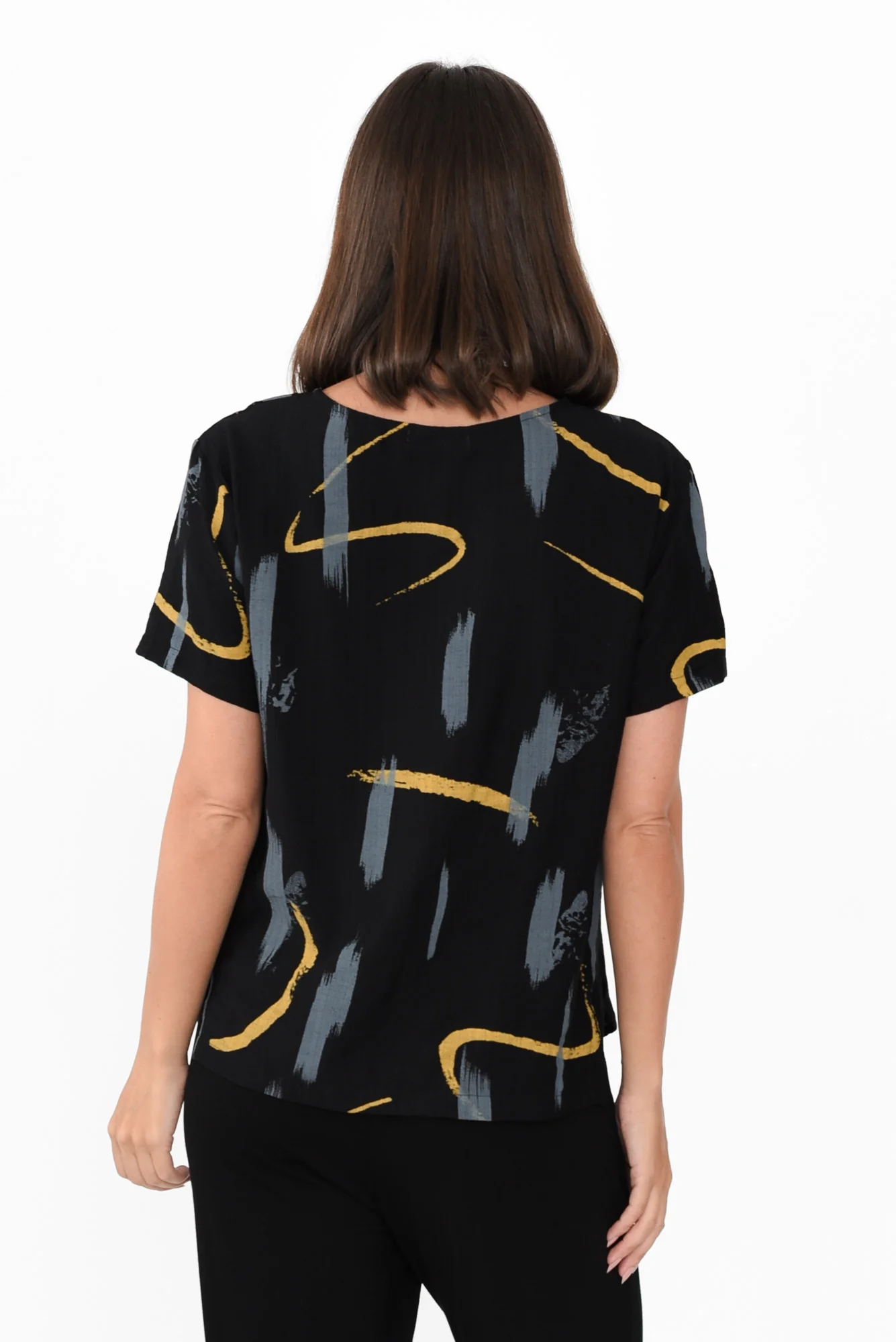 Marion Black Dash Cotton Blend Top