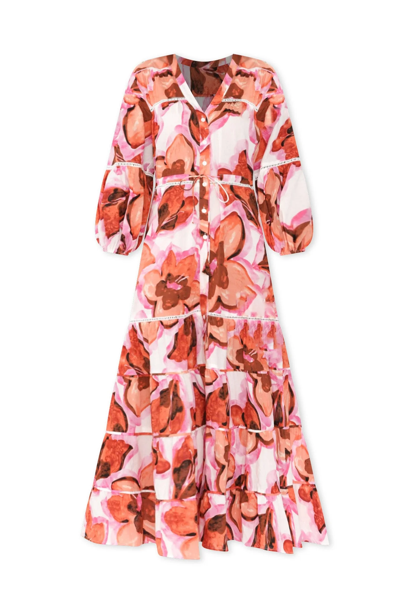 Gertie Pink Floral Cotton Tier Dress
