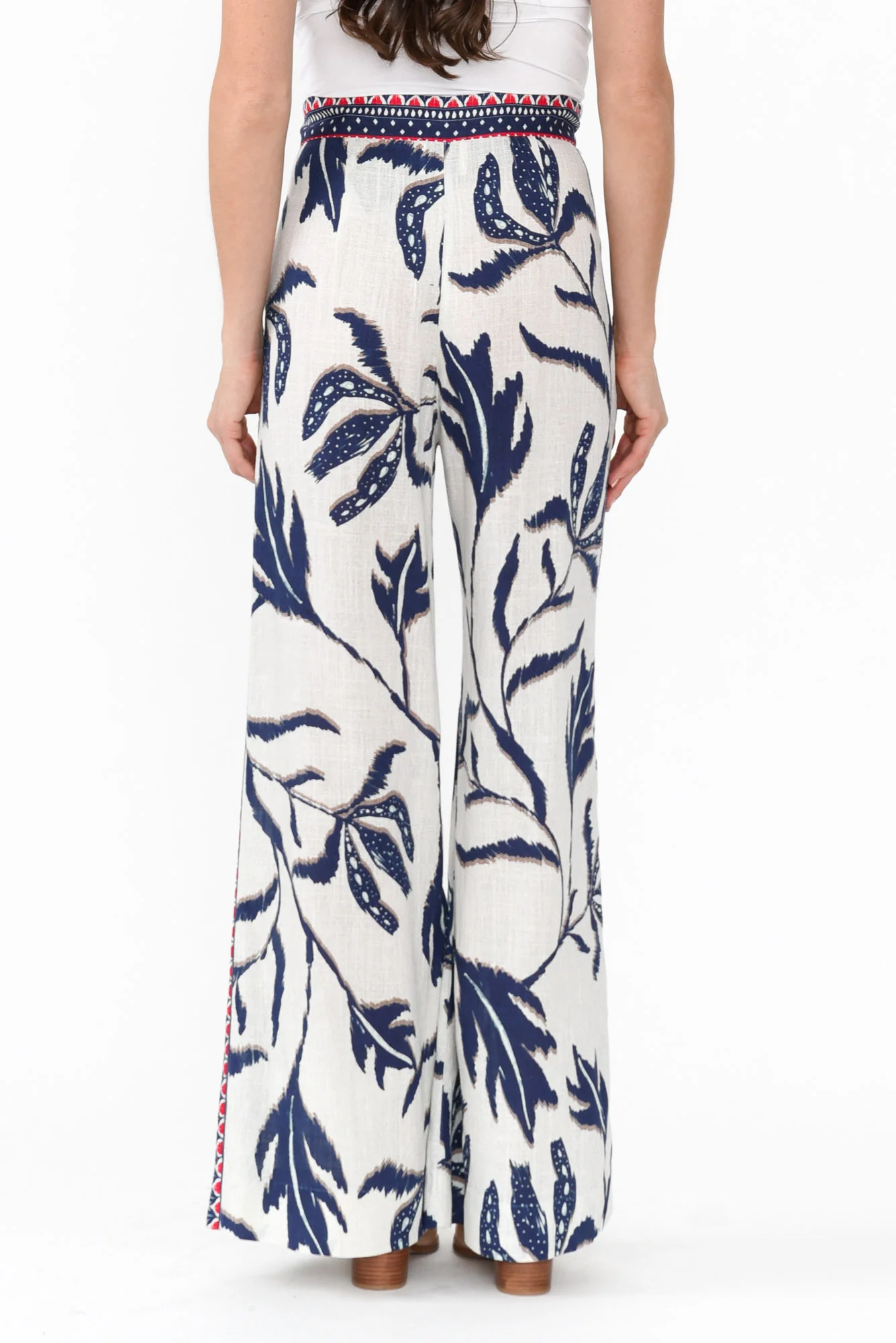 Eudora Palm Shadow Linen Blend Pants