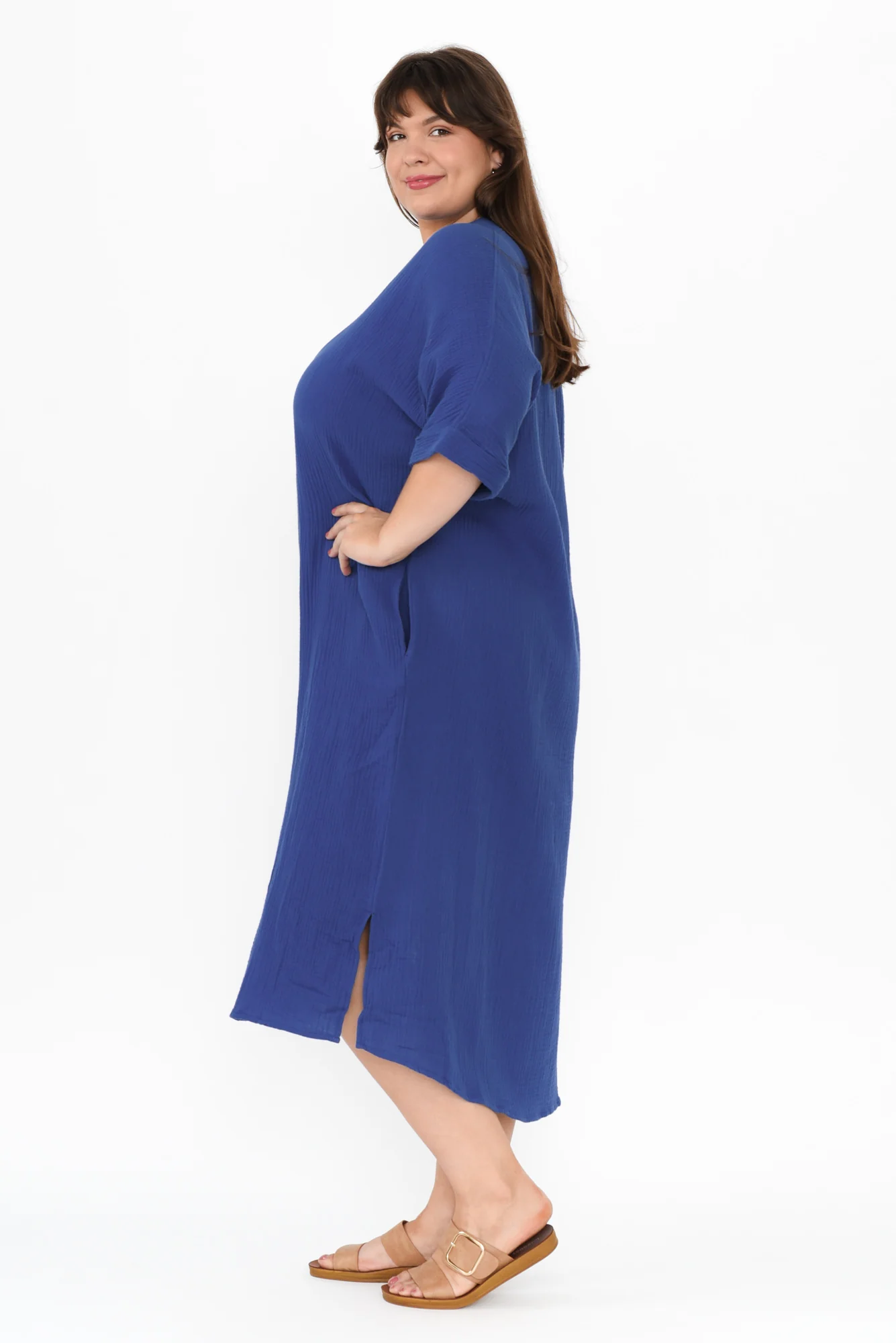 Juniper Cobalt Cotton Cheesecloth Dress