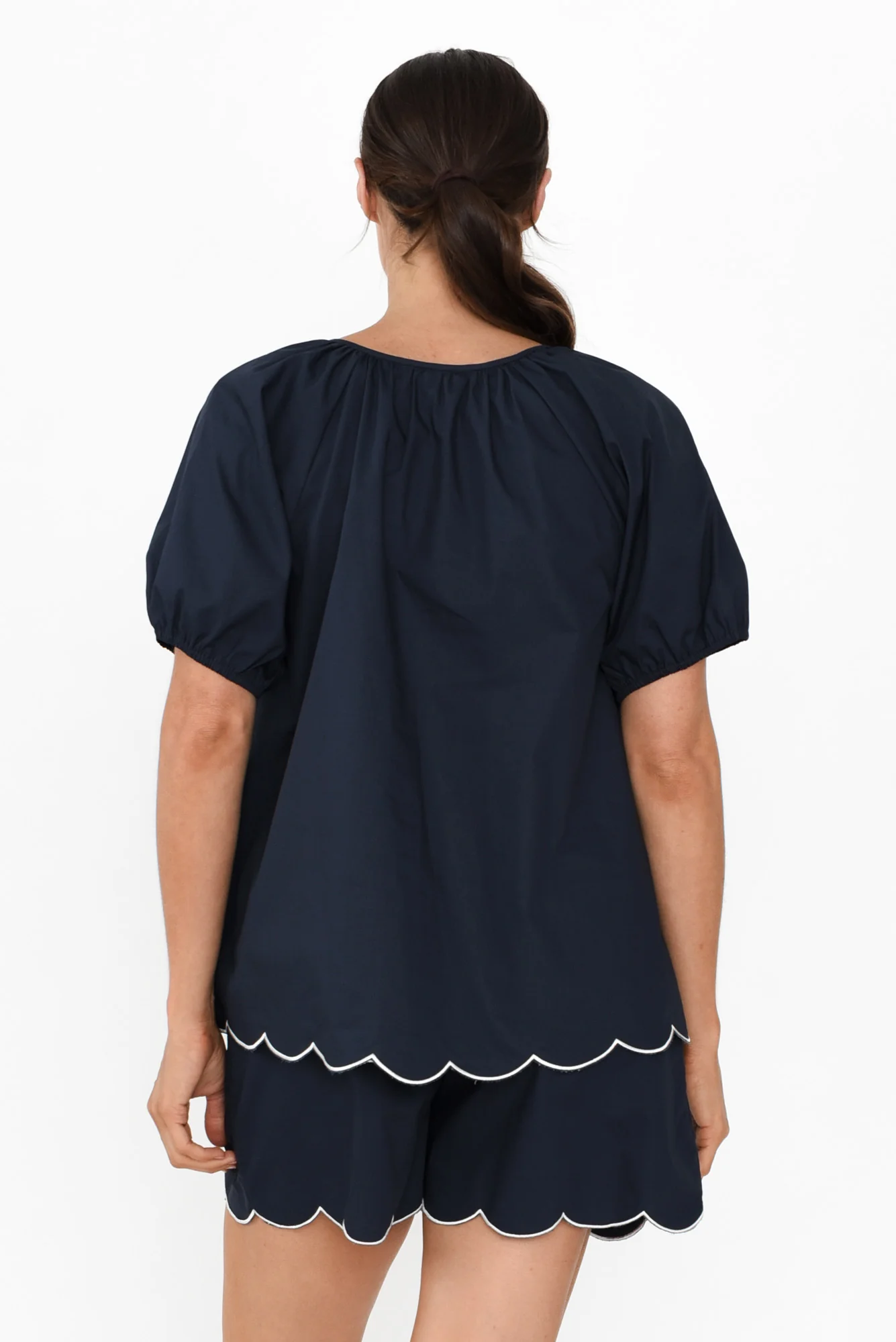 Celia Navy Cotton Pyjama Top