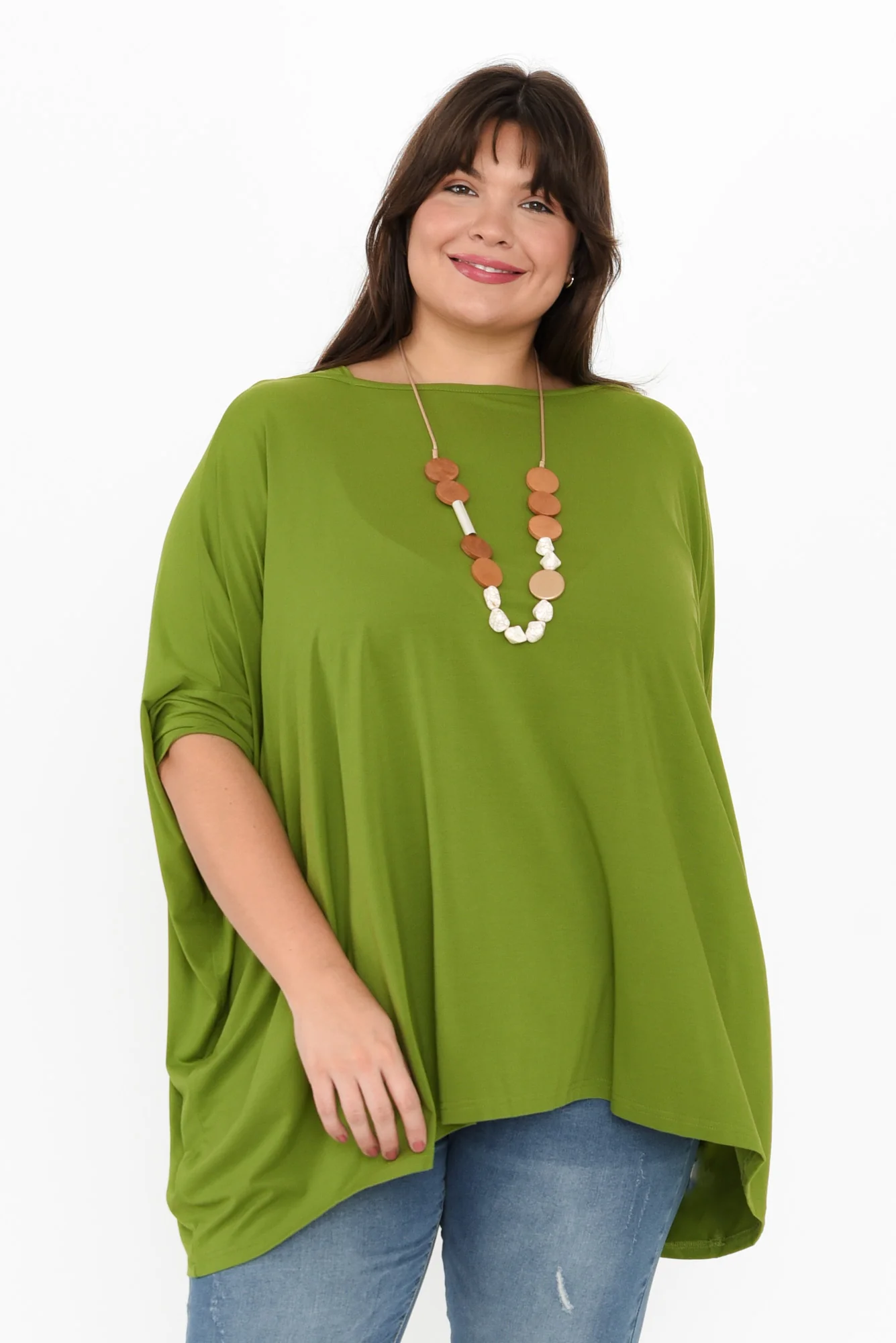 Kelsier Green Bamboo Batwing Top