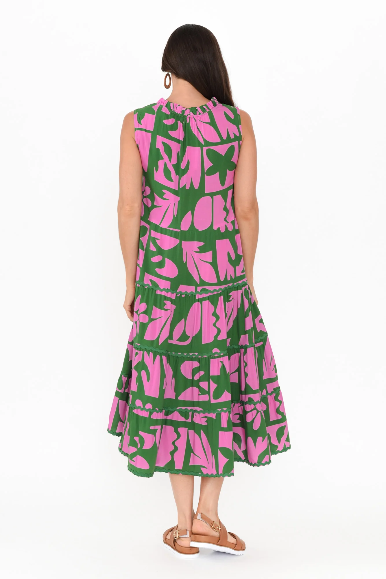 Brunswick Green Mosaic Tiered Dress