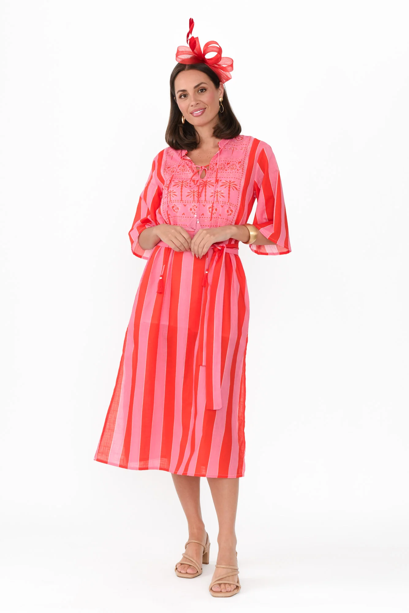 Amery Pink Stripe Cotton Tie Dress