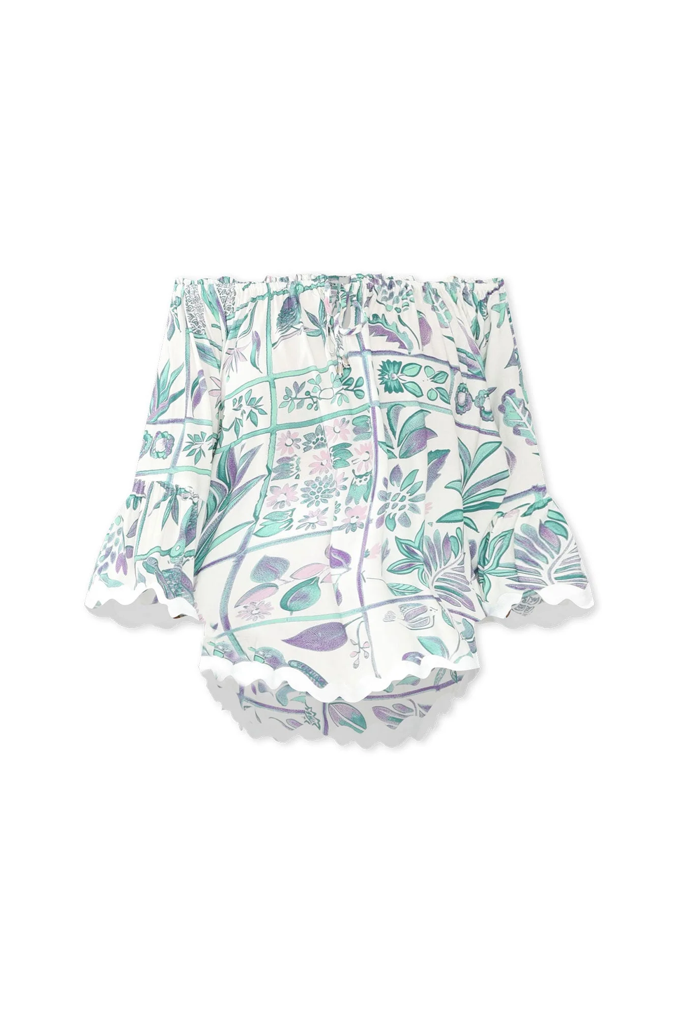 Bianco White Floral Trim Top