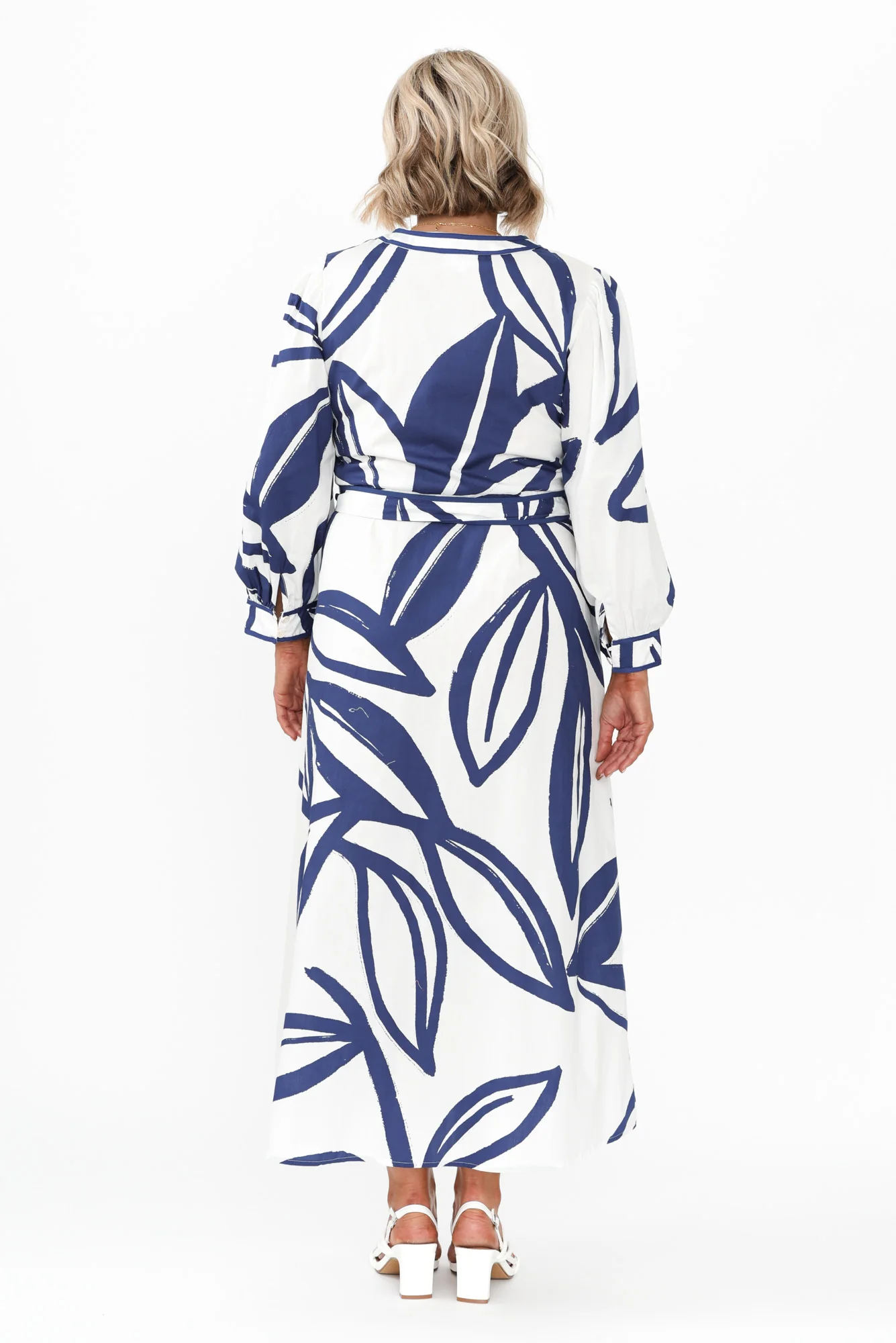 Priya Navy Floral Cotton Poplin Dress