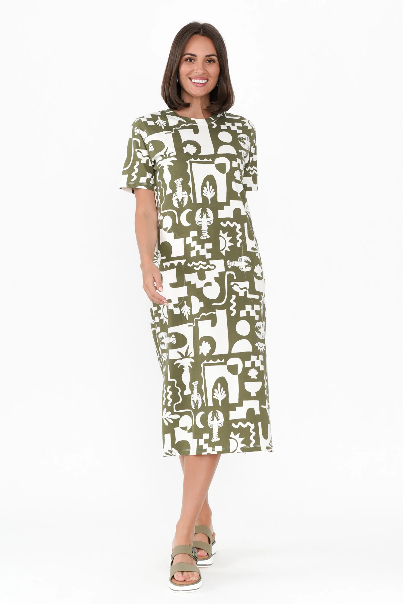 Postcard Khaki Coastal Cotton Tee Dress