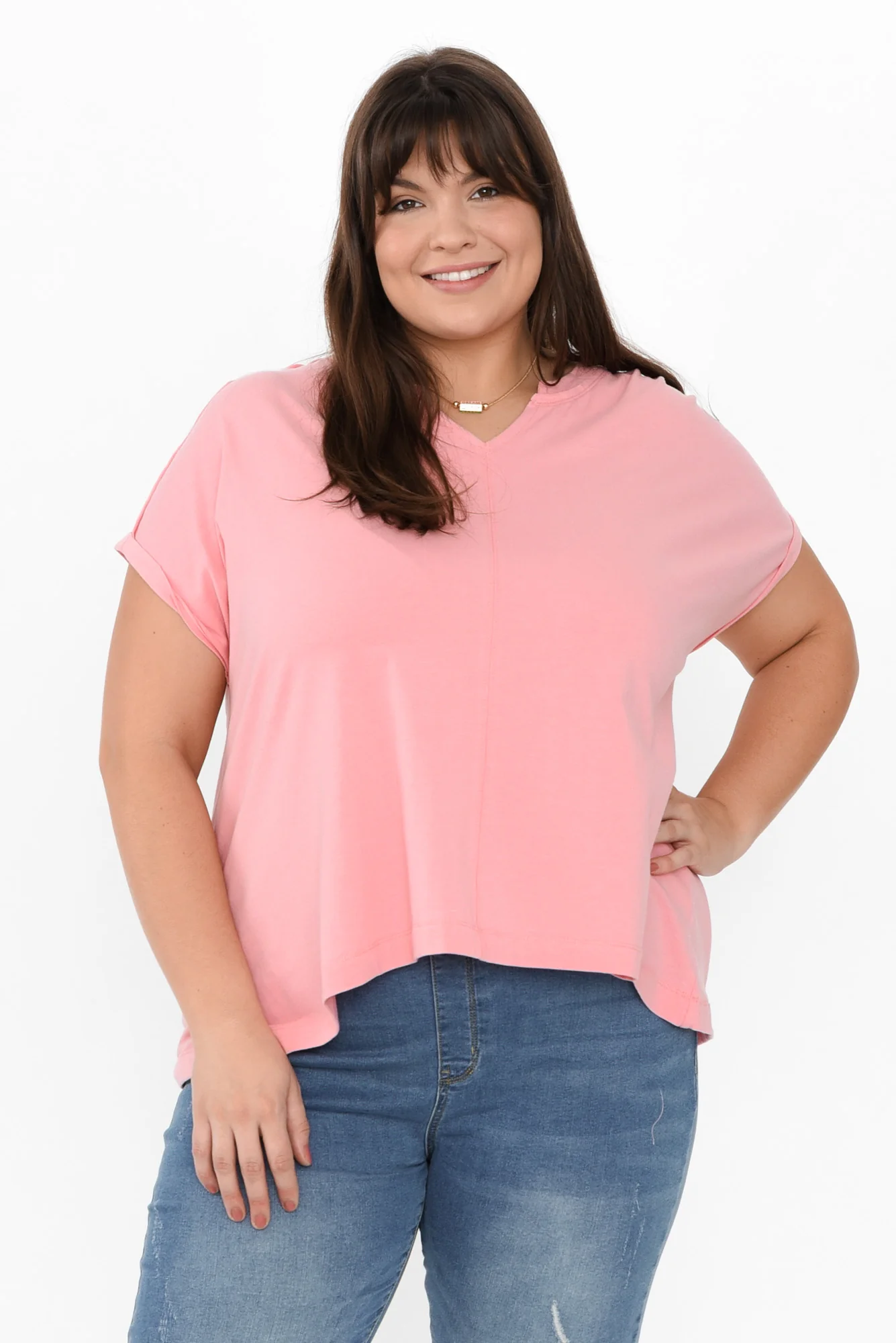 Anabeth Pink Cotton Swing Top