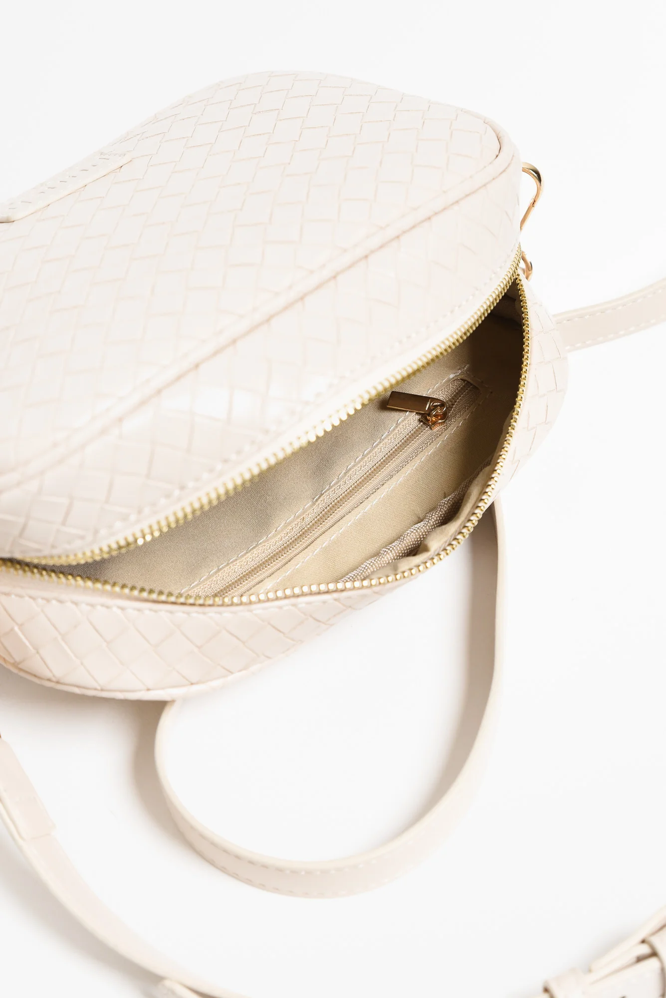 Disco Cream Woven Crossbody Bag