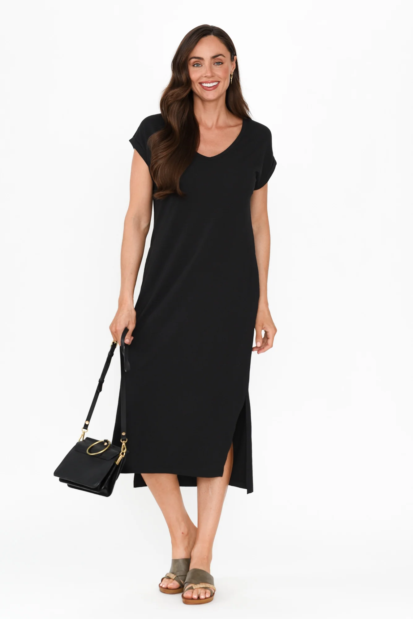 Lavin Black Cotton Stretch Dress