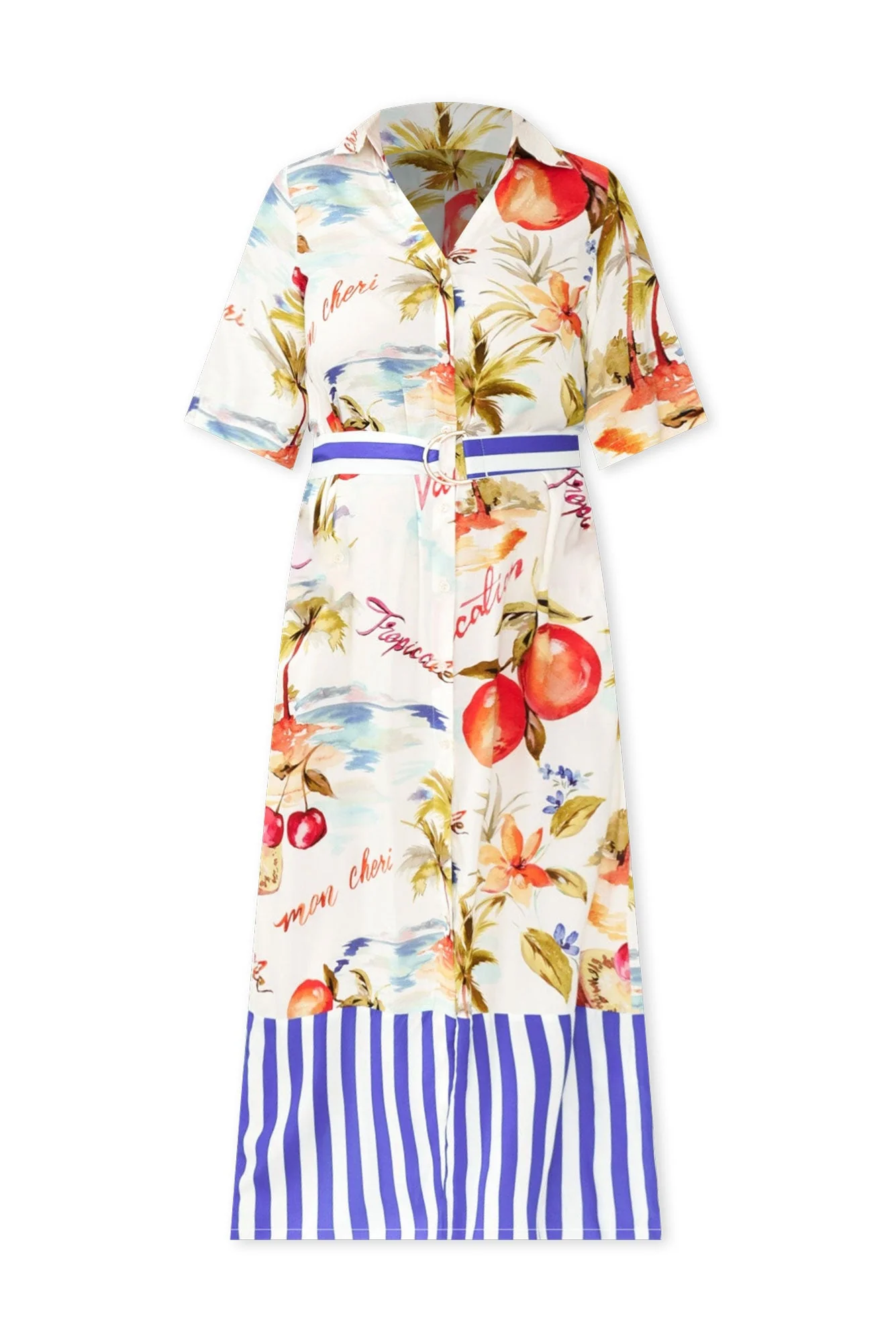 Zaylee White Tropical Shirt Dress