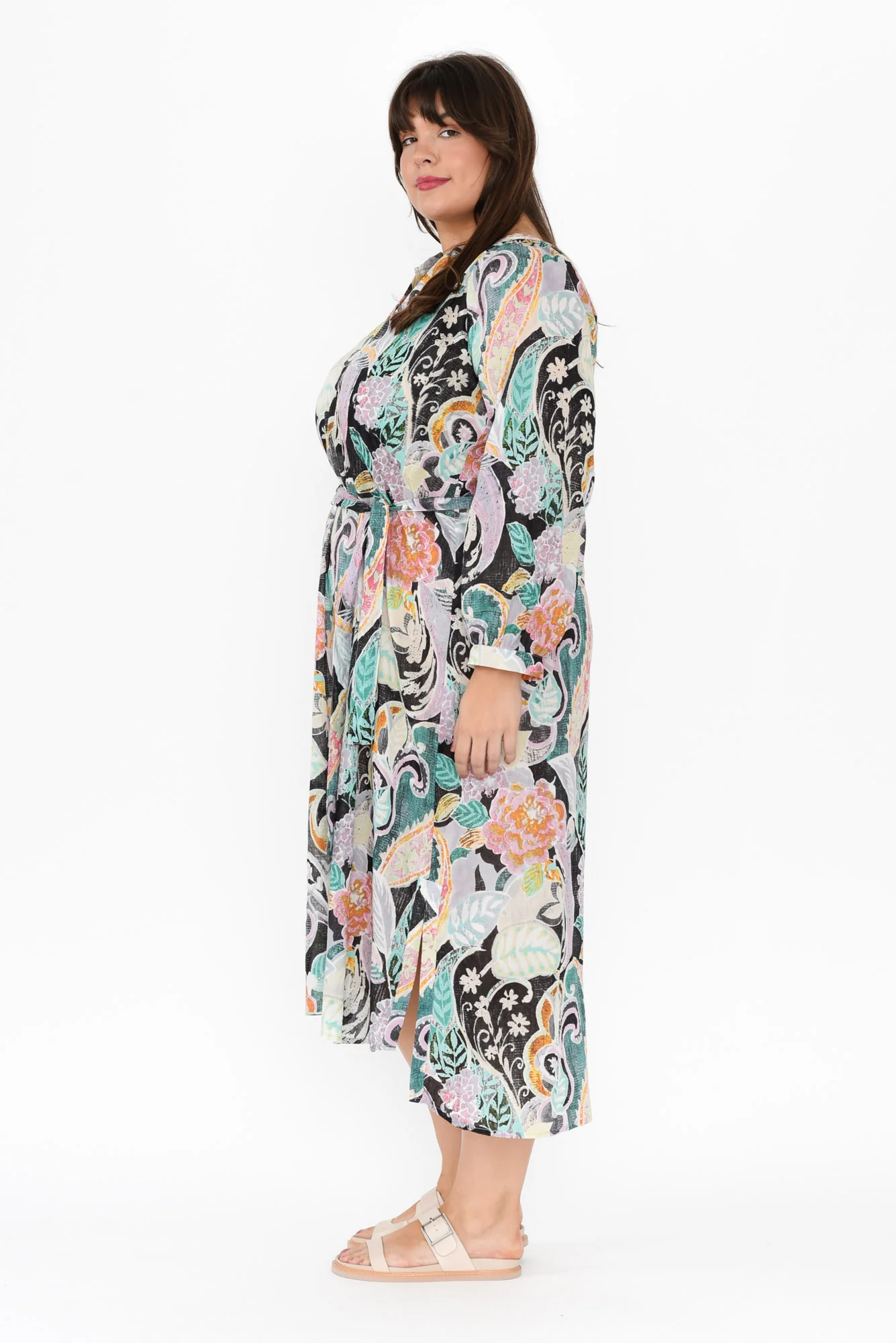 Liliana Black Paisley Cotton Kaftan
