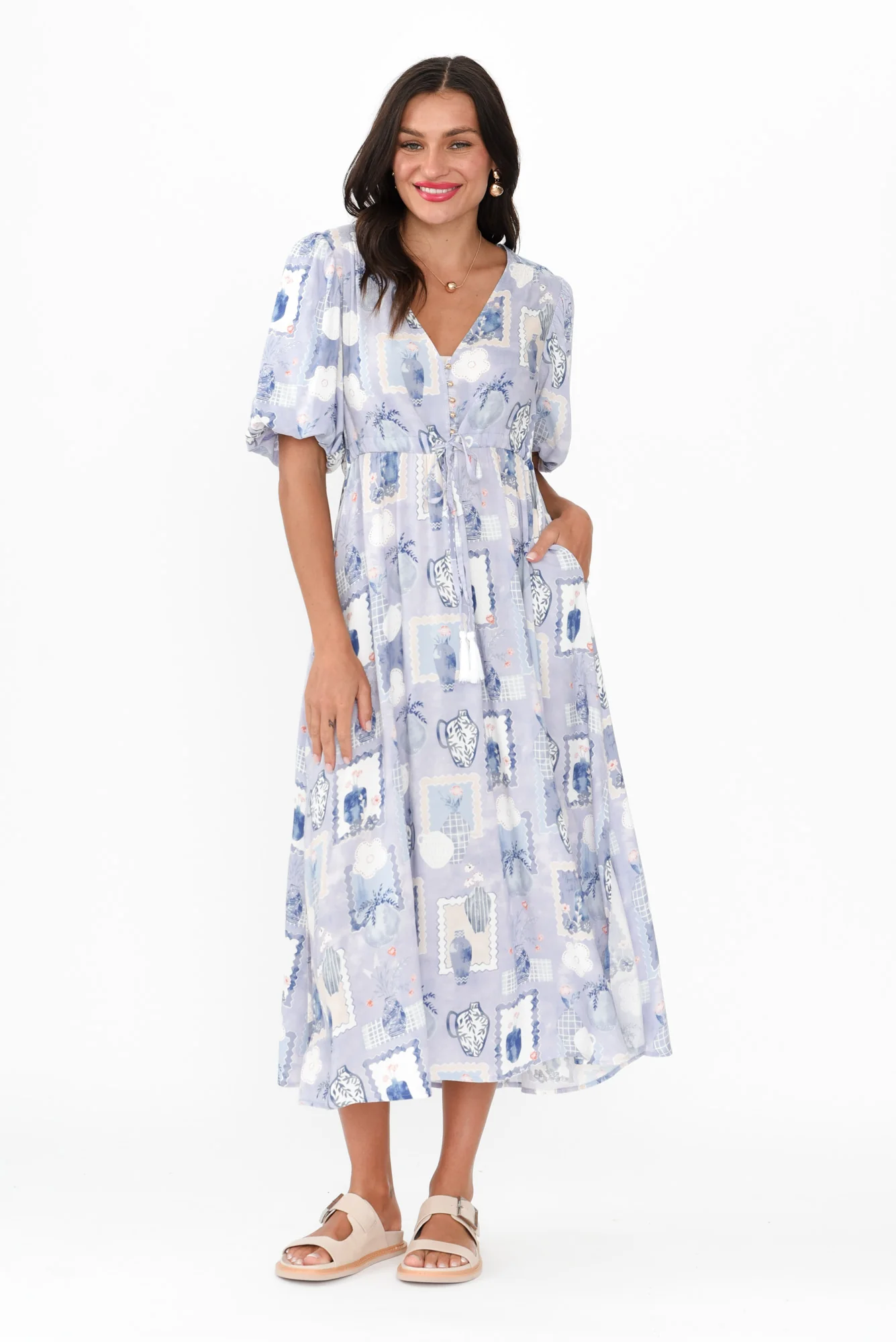 Mitzi Blue Tile Tie Dress