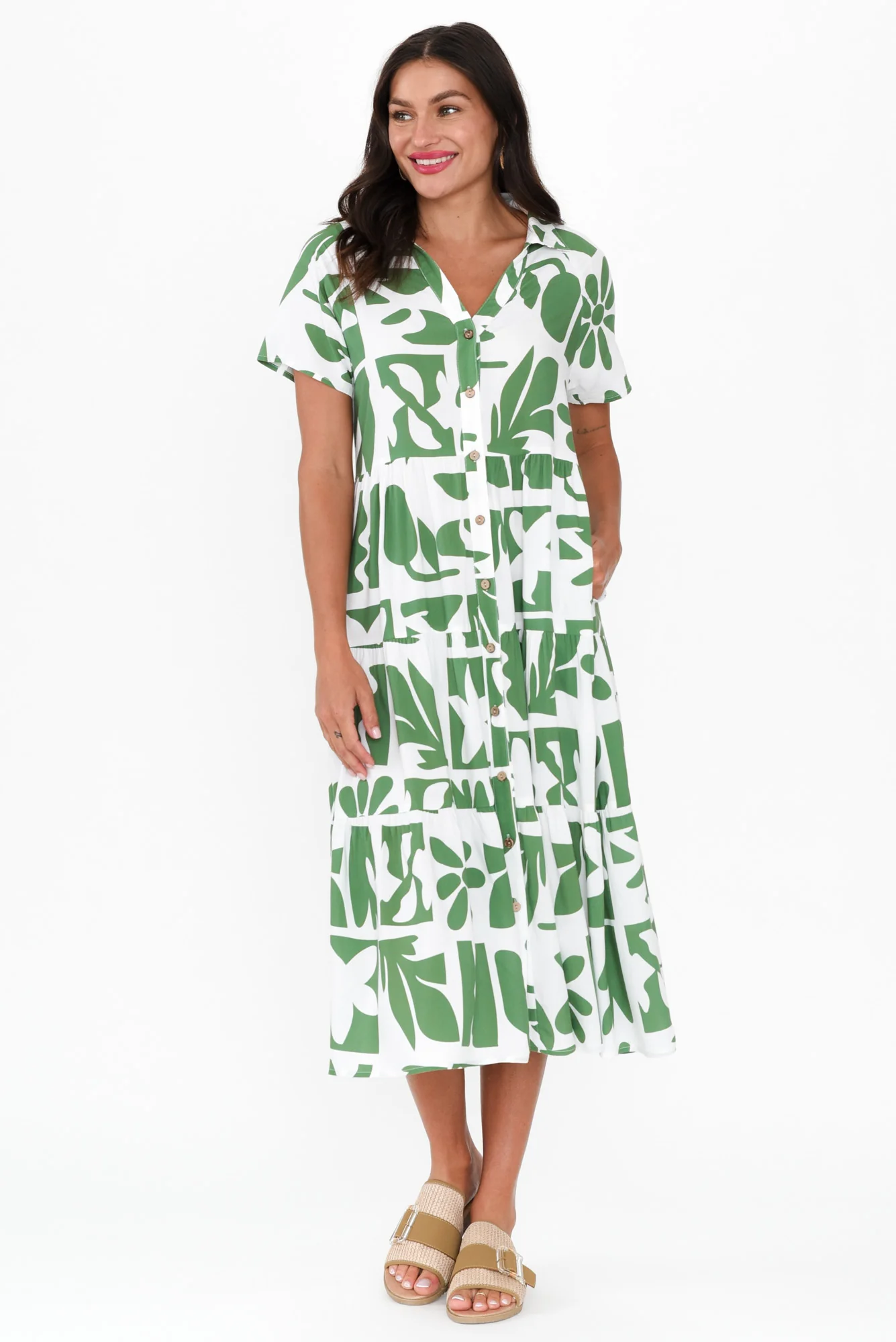 Gabi Green Tiered Dress
