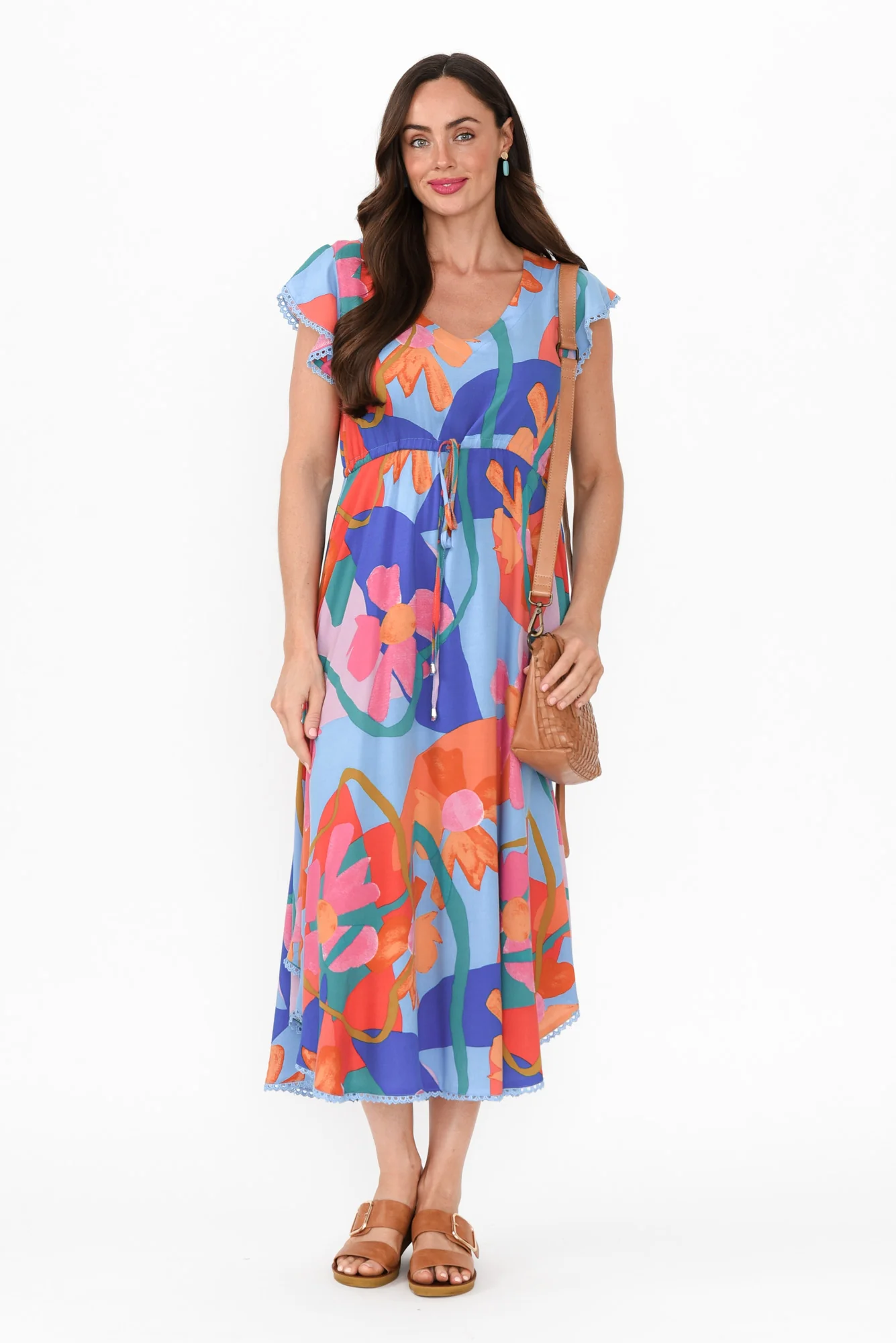 Libby Blue Swirl Midi Dress