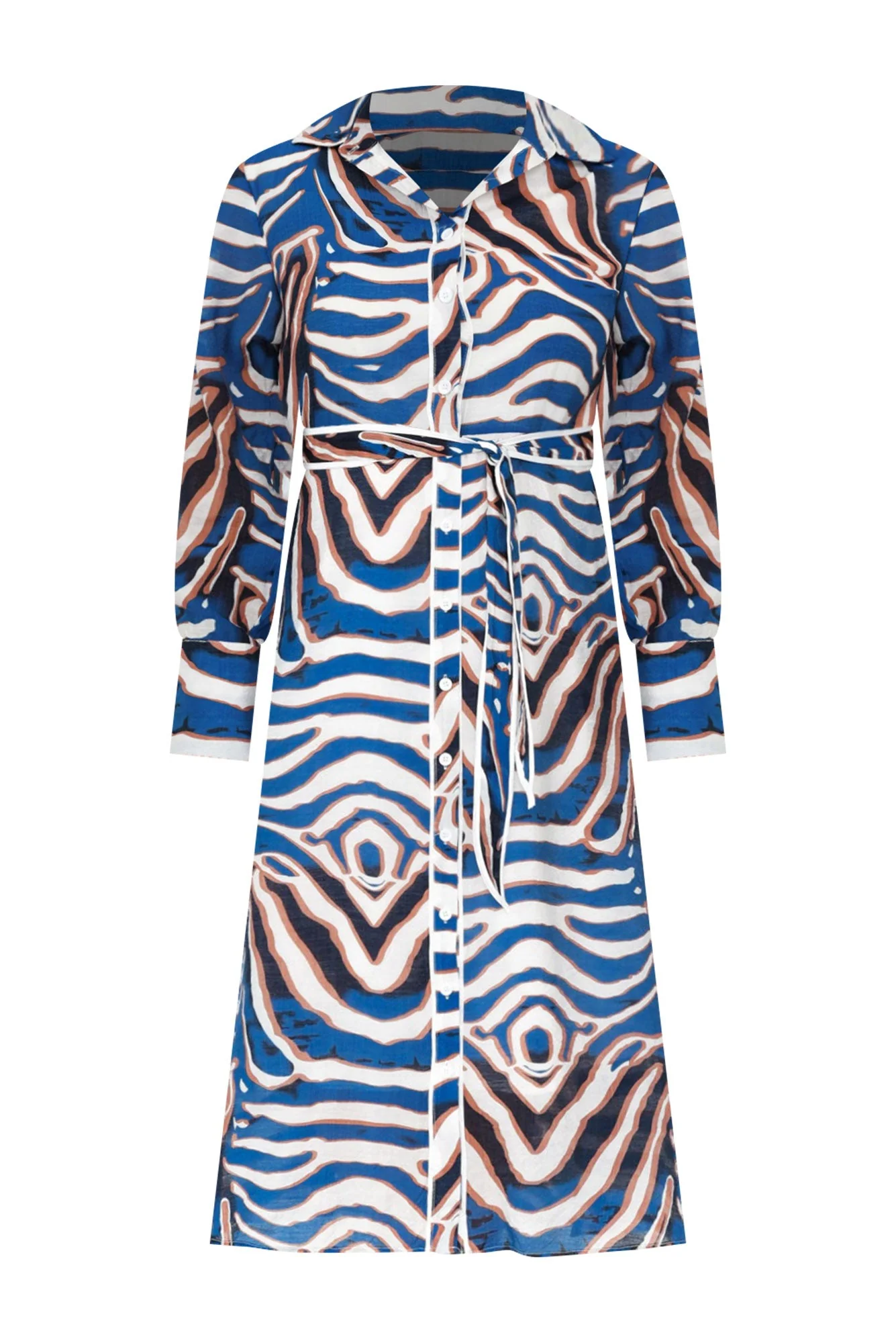 Ganya Blue Animal Cotton Blend Dress