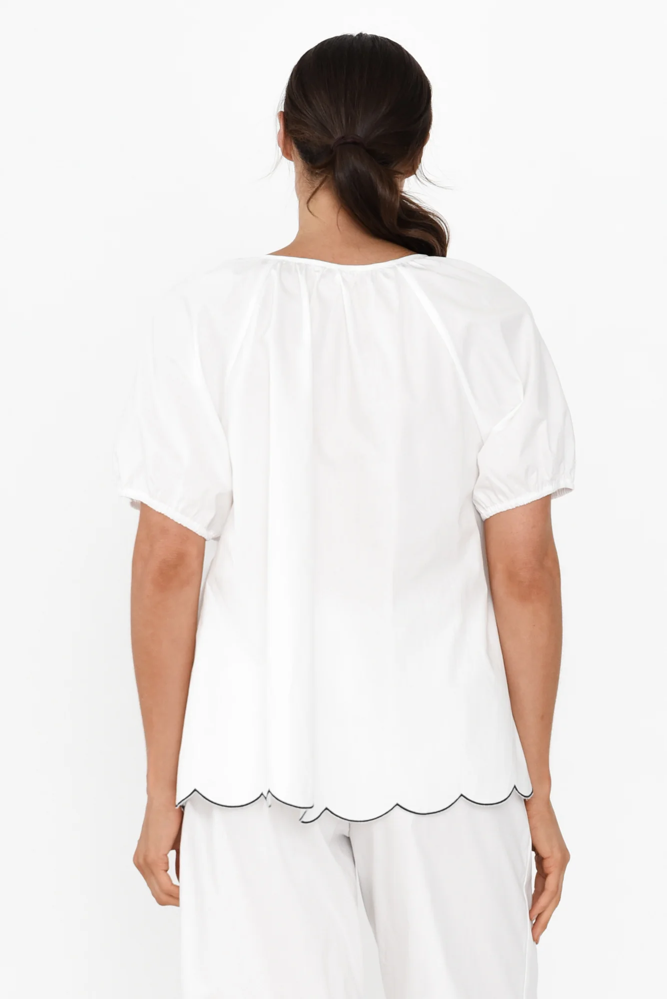 Celia White Cotton Pyjama Top