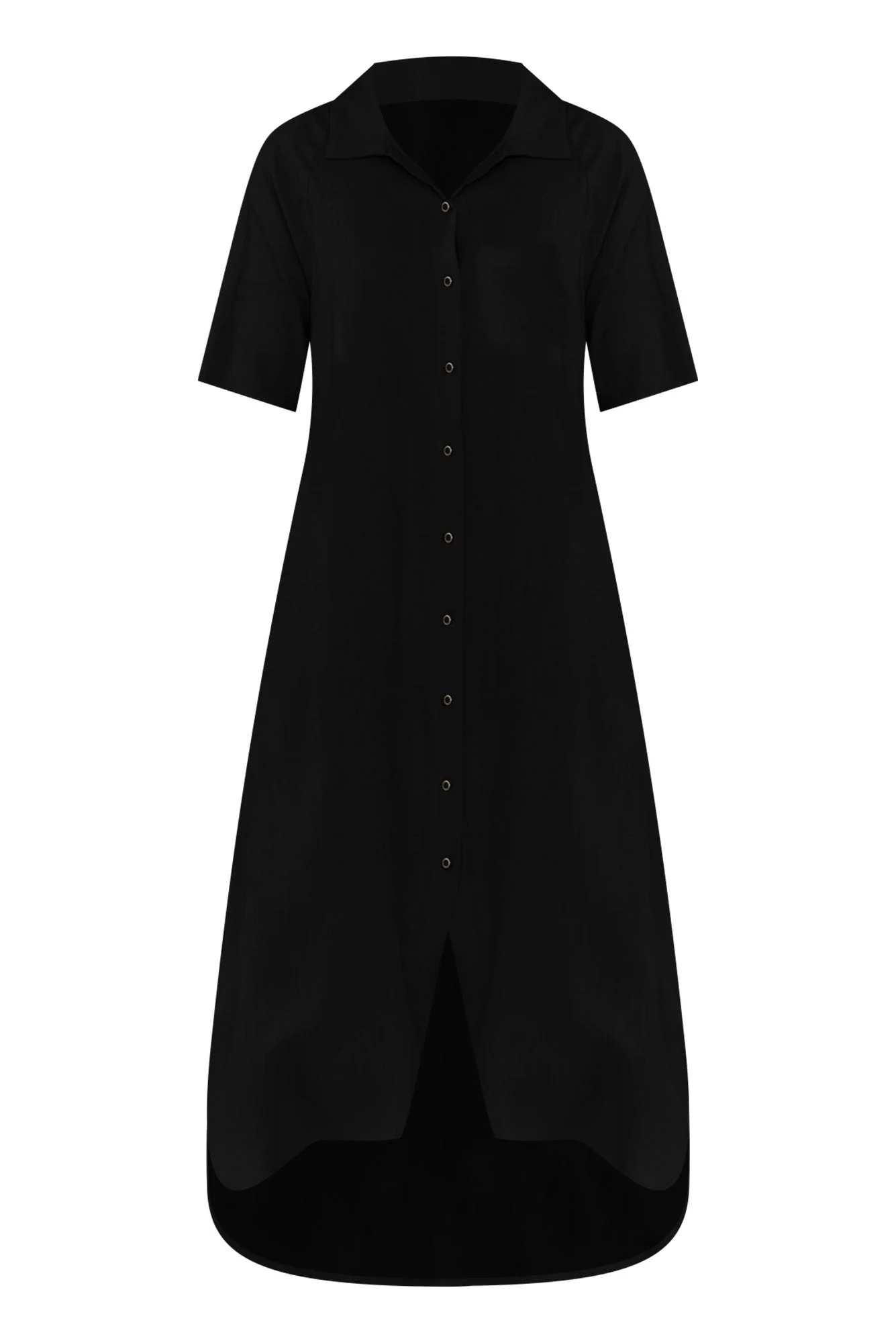 Statues Black Linen Blend Shirt Dress