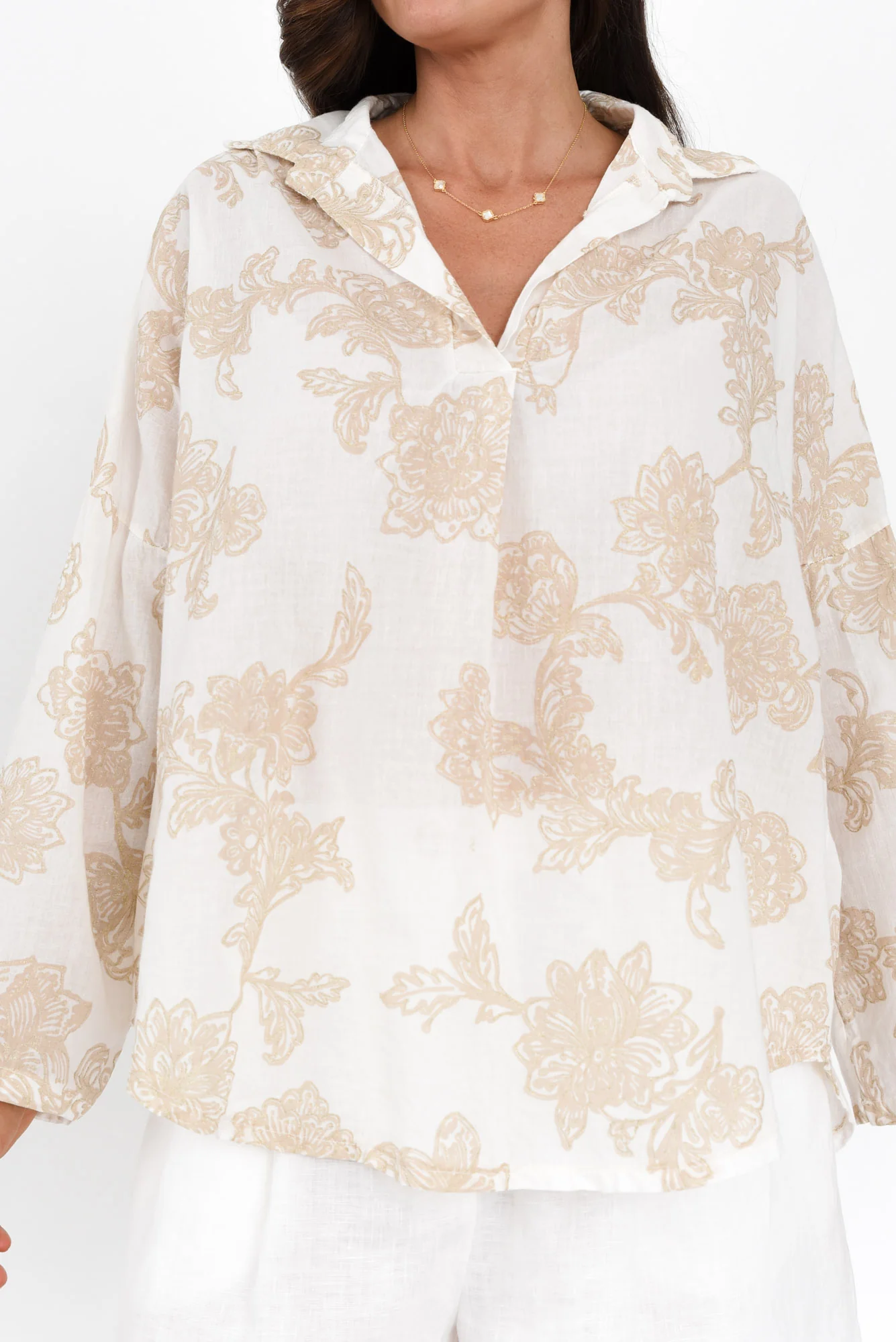 Philly Cream Floral Cotton Top