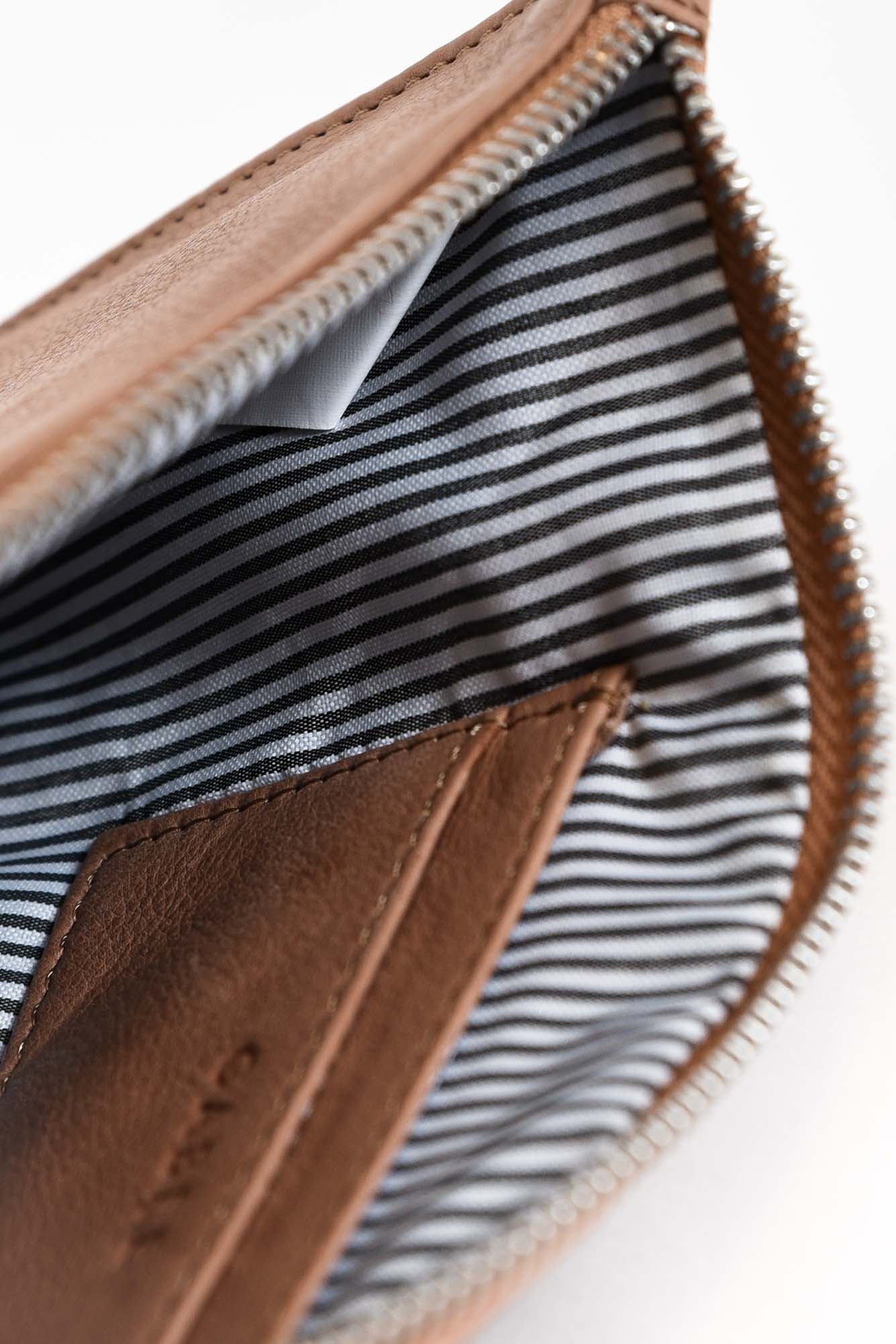 Queens Taupe Leather Clutch