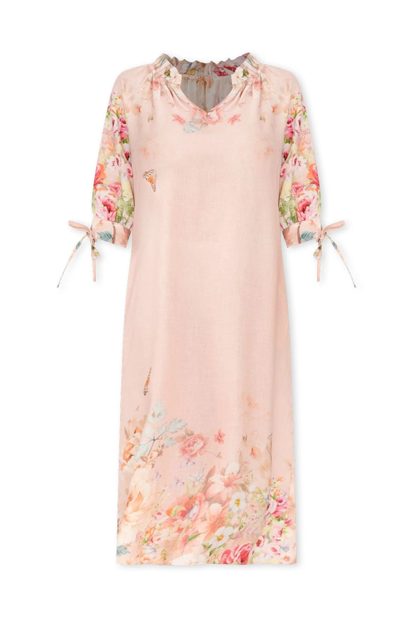Mariel Pink Floral Linen Blend Dress