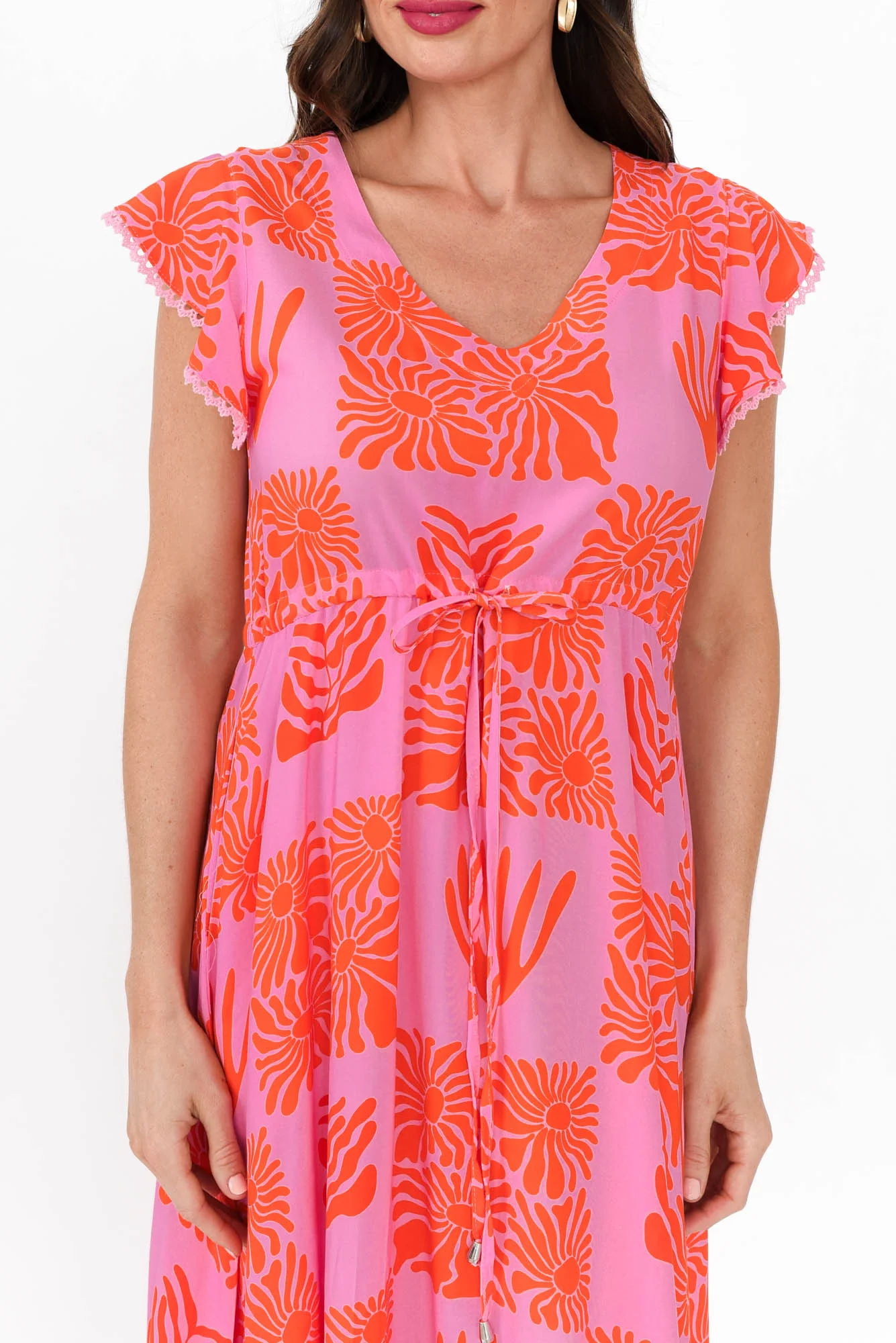 Libby Pink Ripple Midi Dress