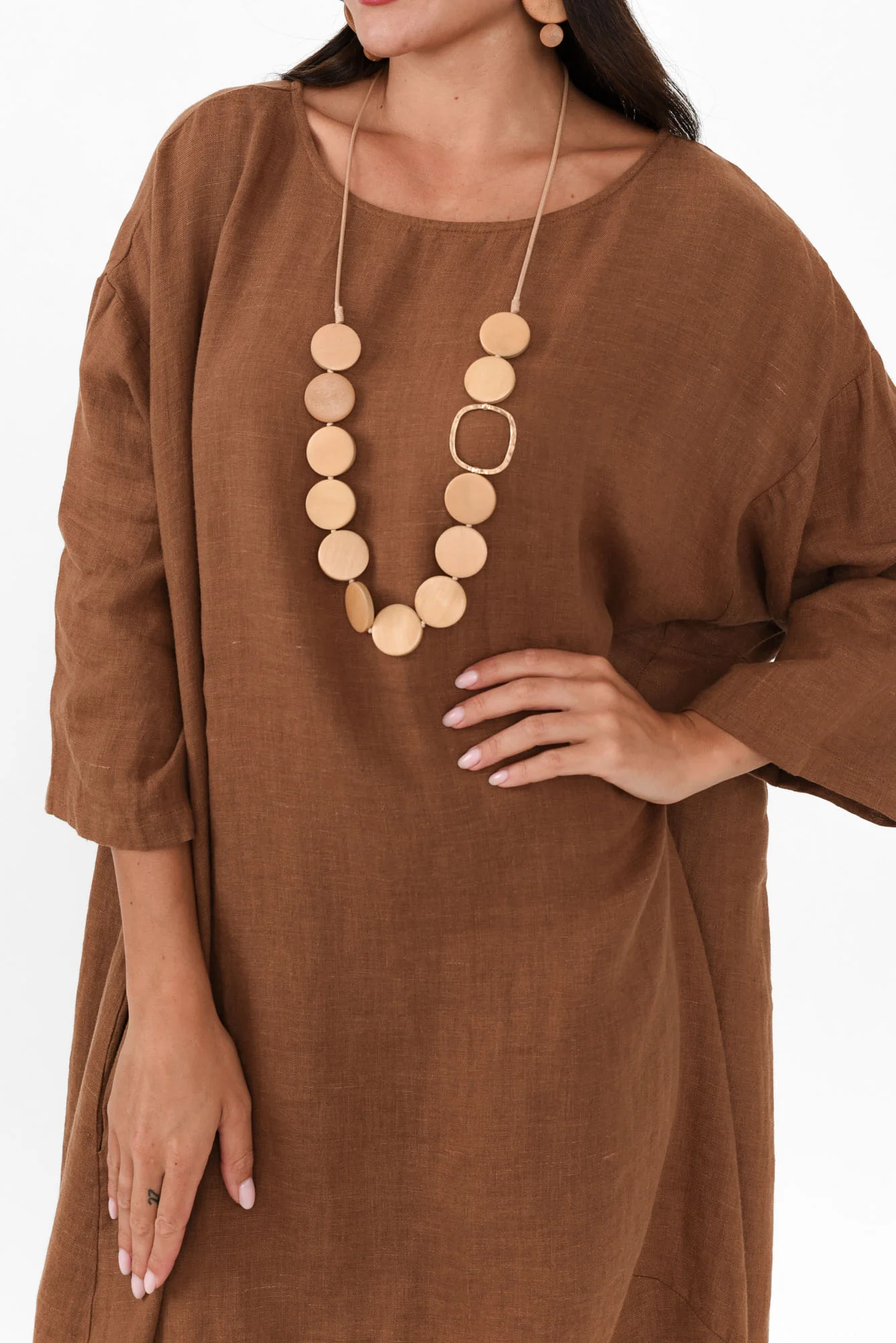 Kana Mocha Linen Dress