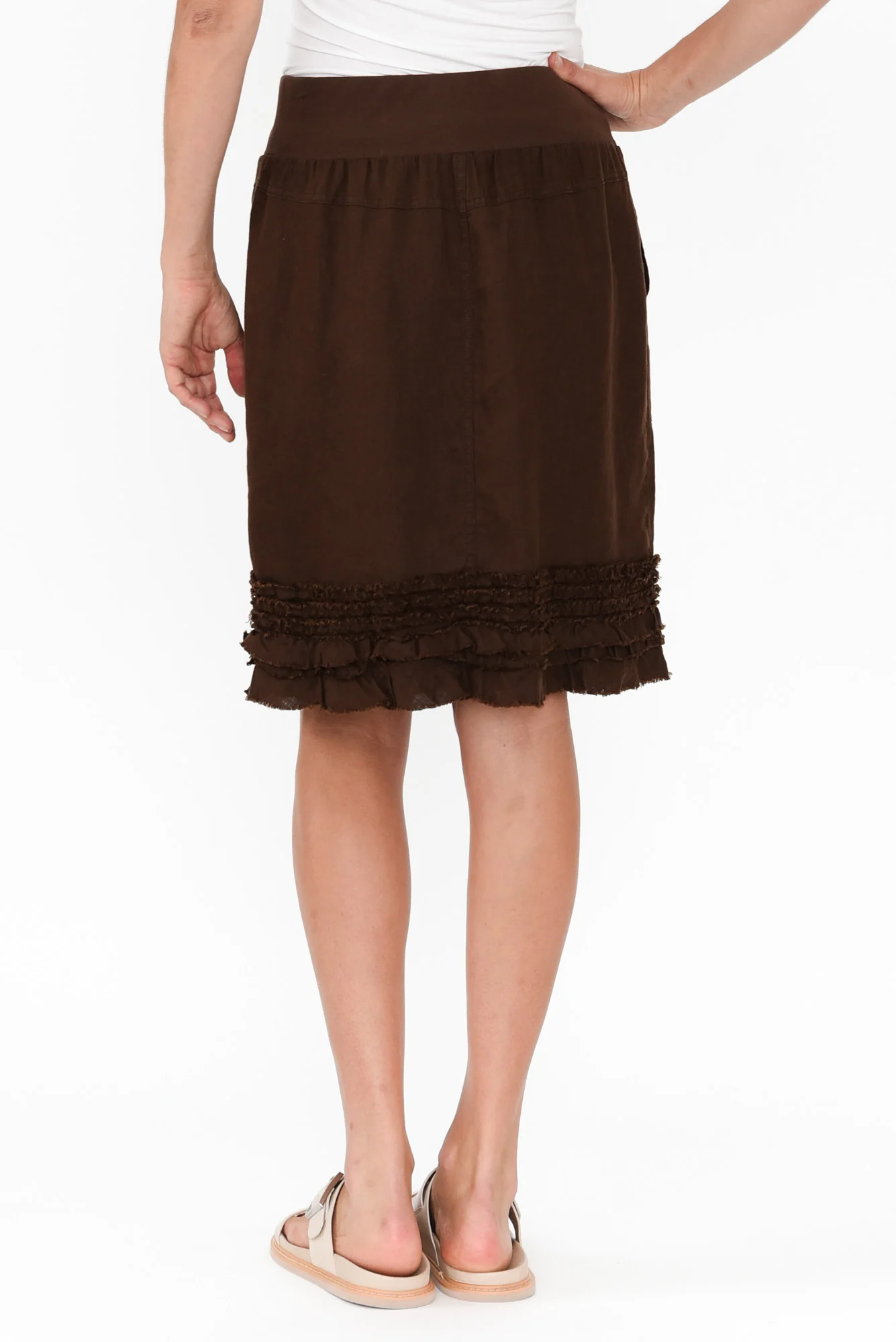 Phillipa Chocolate Ruffle Hem Skirt