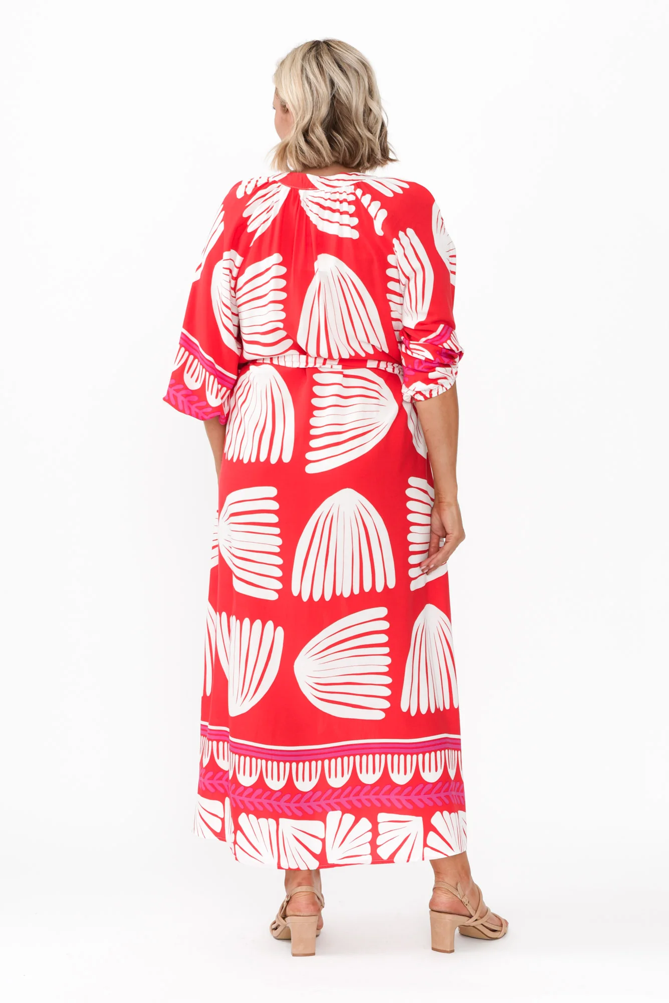 Marsha Red Shell Tie Dress