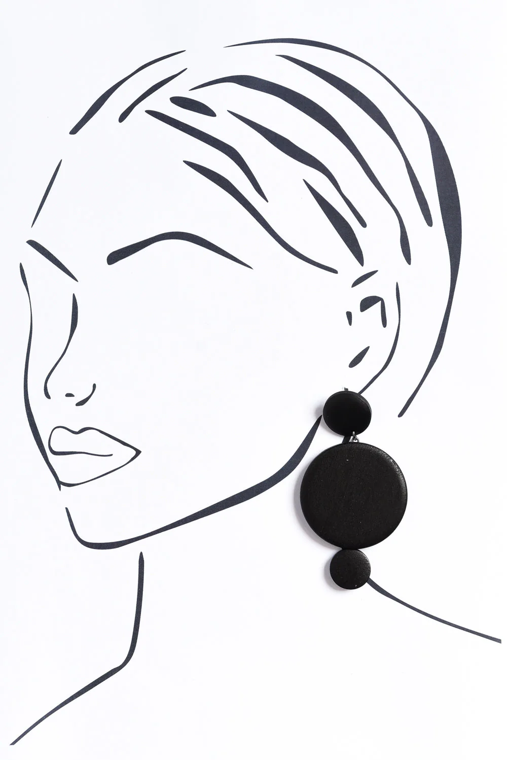 Bernice Black Wood Circle Drop Earrings