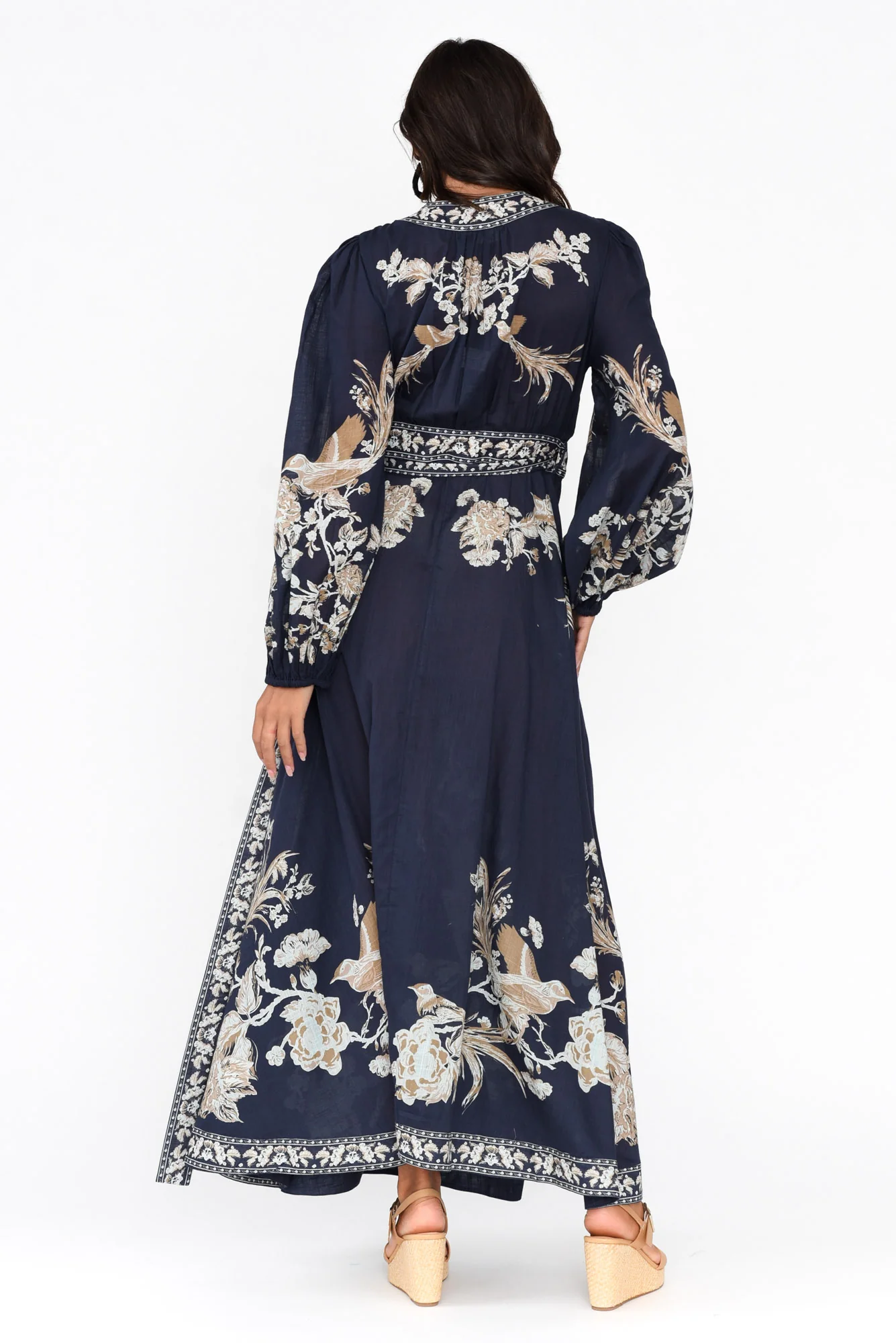Aphrodite Navy Floral Cotton Wrap Dress