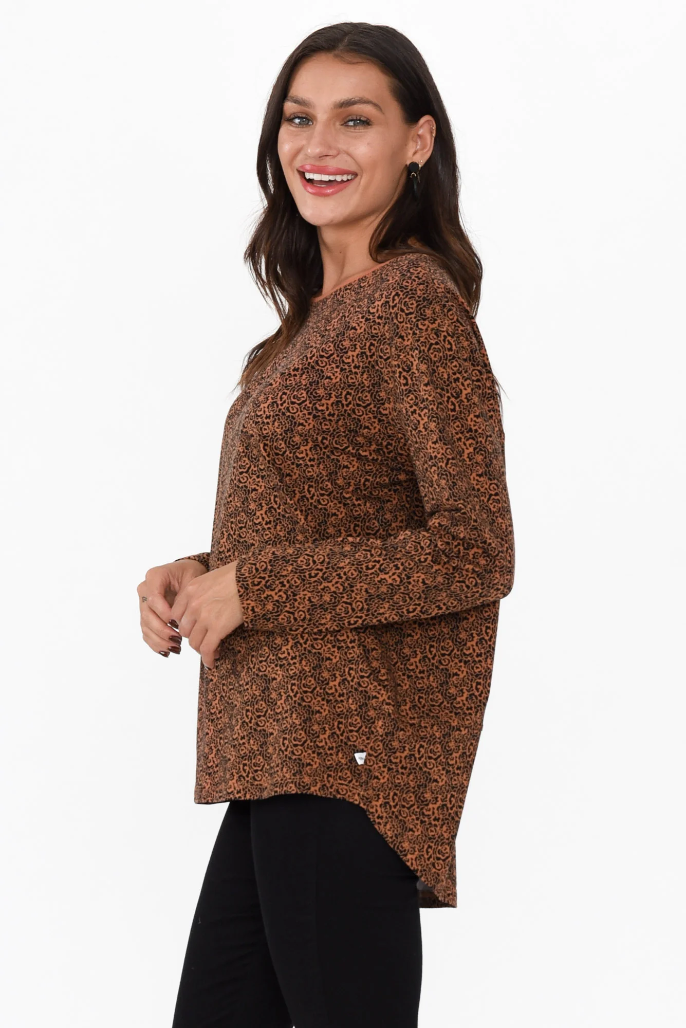 Moya Rust Abstract Cotton Hi Lo Top