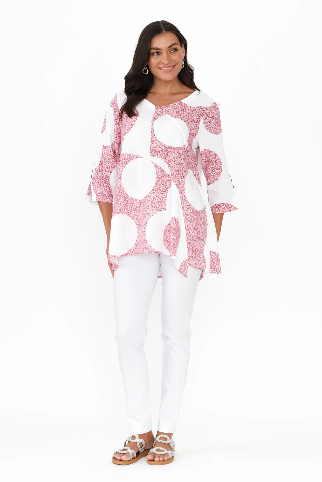 Dina Red Speckle Linen Cotton Top