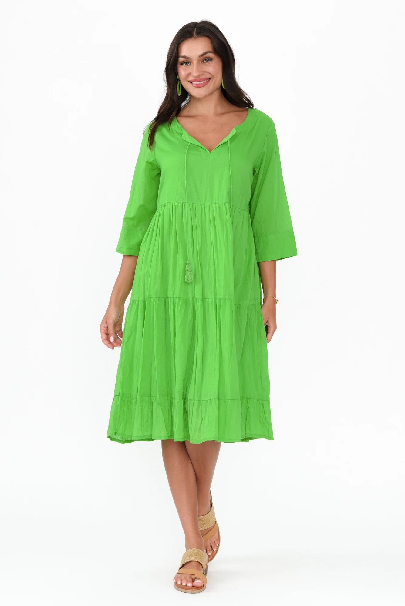 Milana Lime Crinkle Cotton Dress