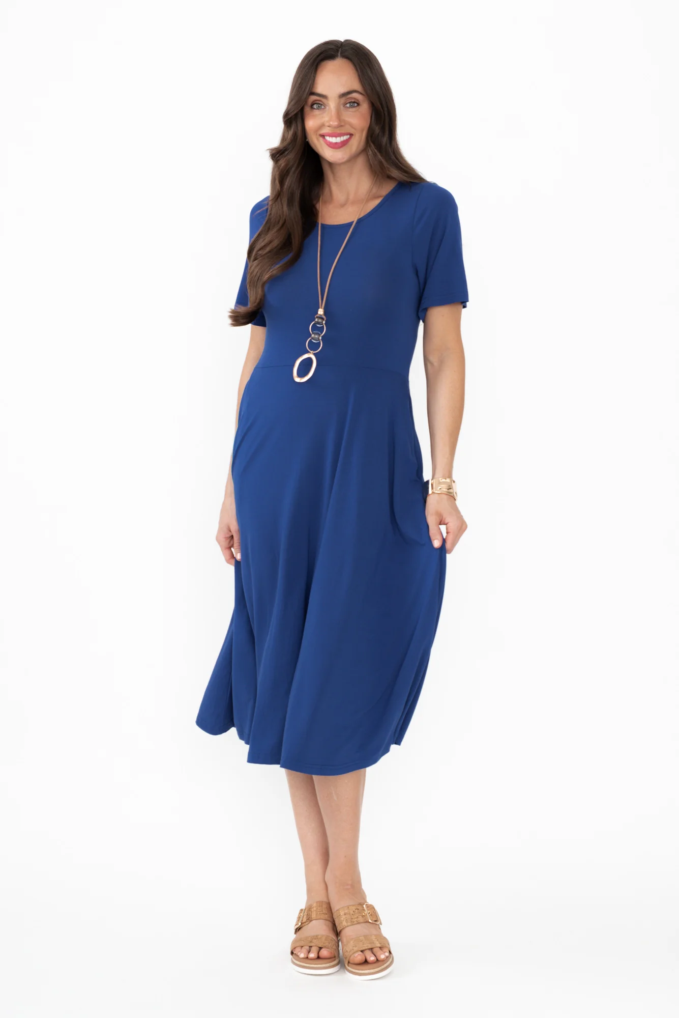 Jasmine Blue Bamboo Pocket Dress
