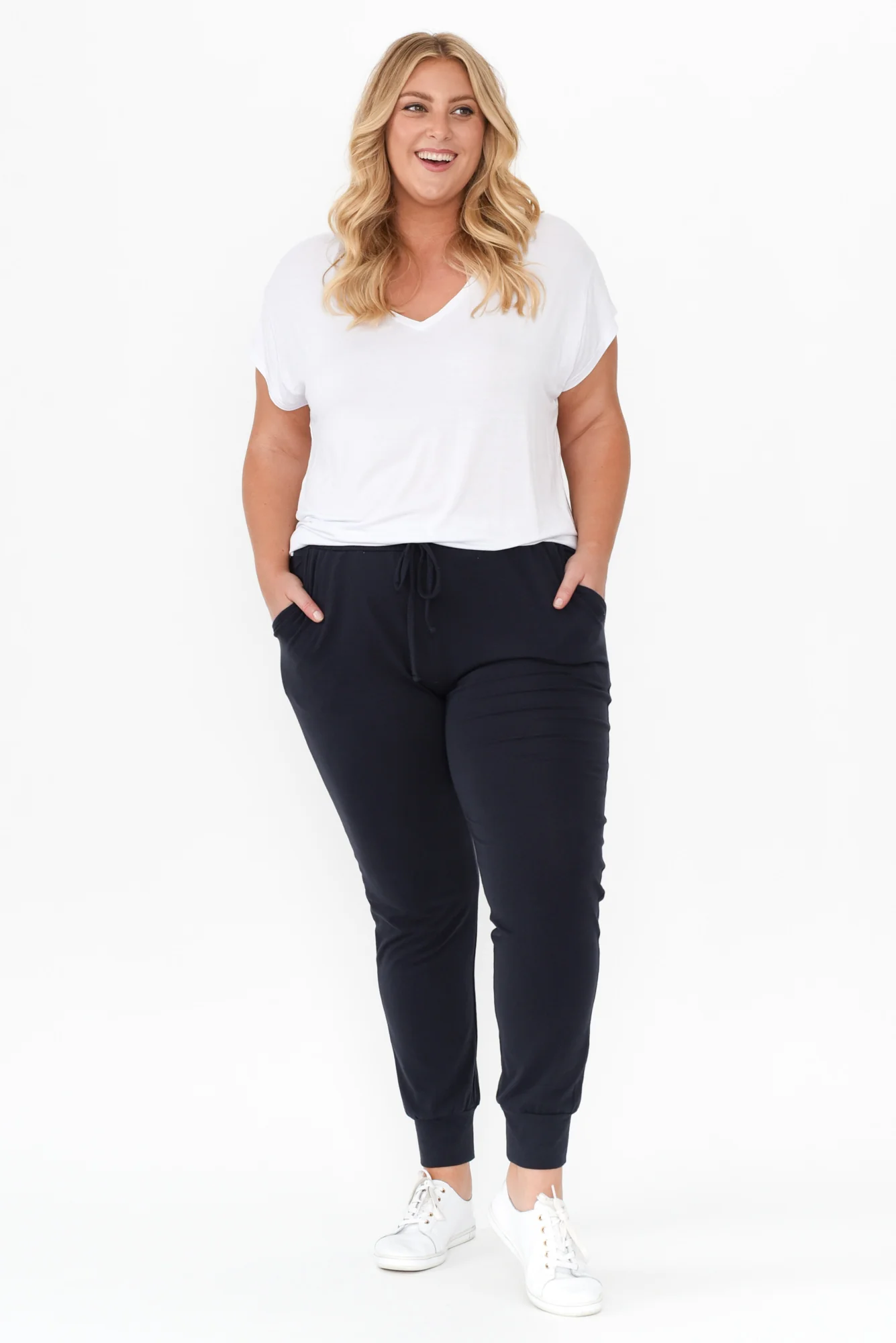 Navy Cotton Everyday Tie Pants