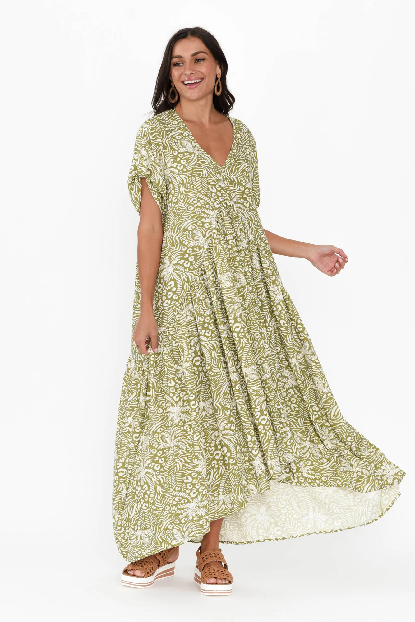 Green Palm Peak Maxi Dress