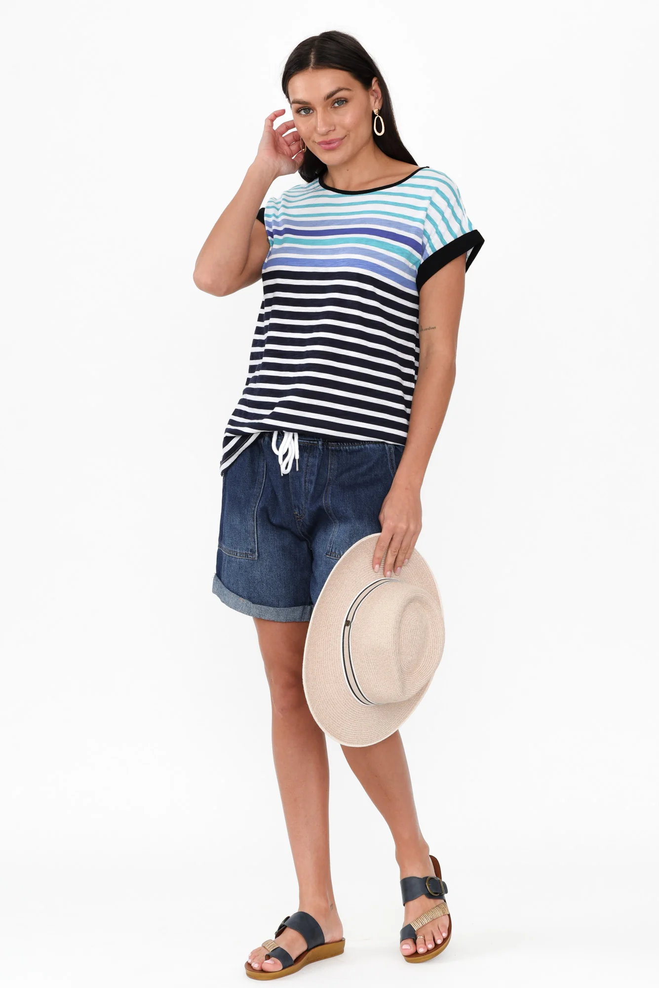 Gracie Blue Stripe Cotton Tee