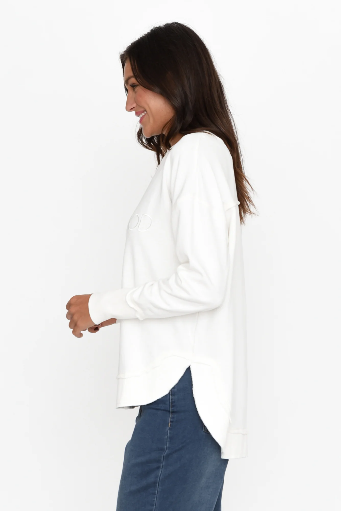 Simplified White Crewneck Jumper