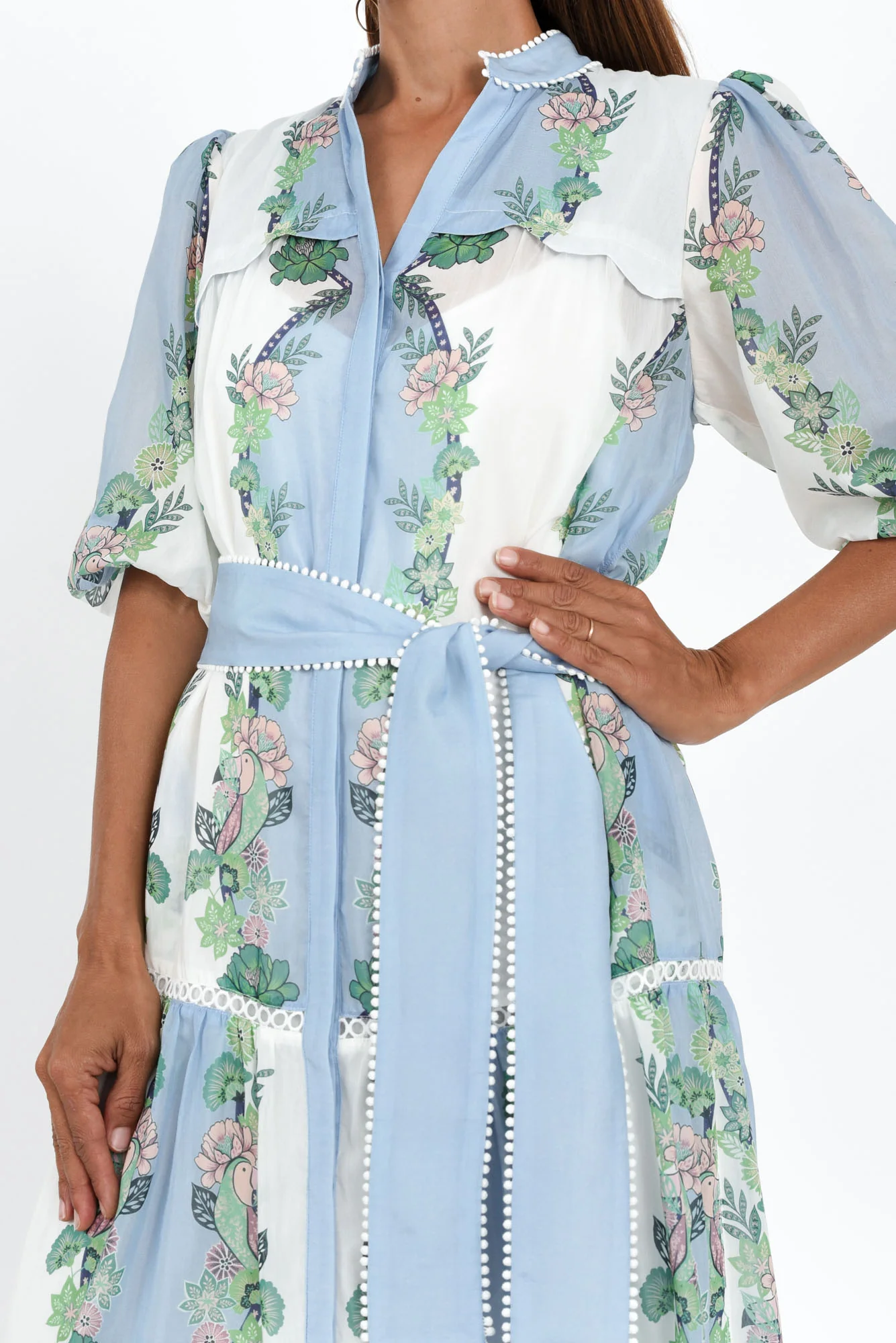 Kaylani Blue Paradise Cotton Silk Dress