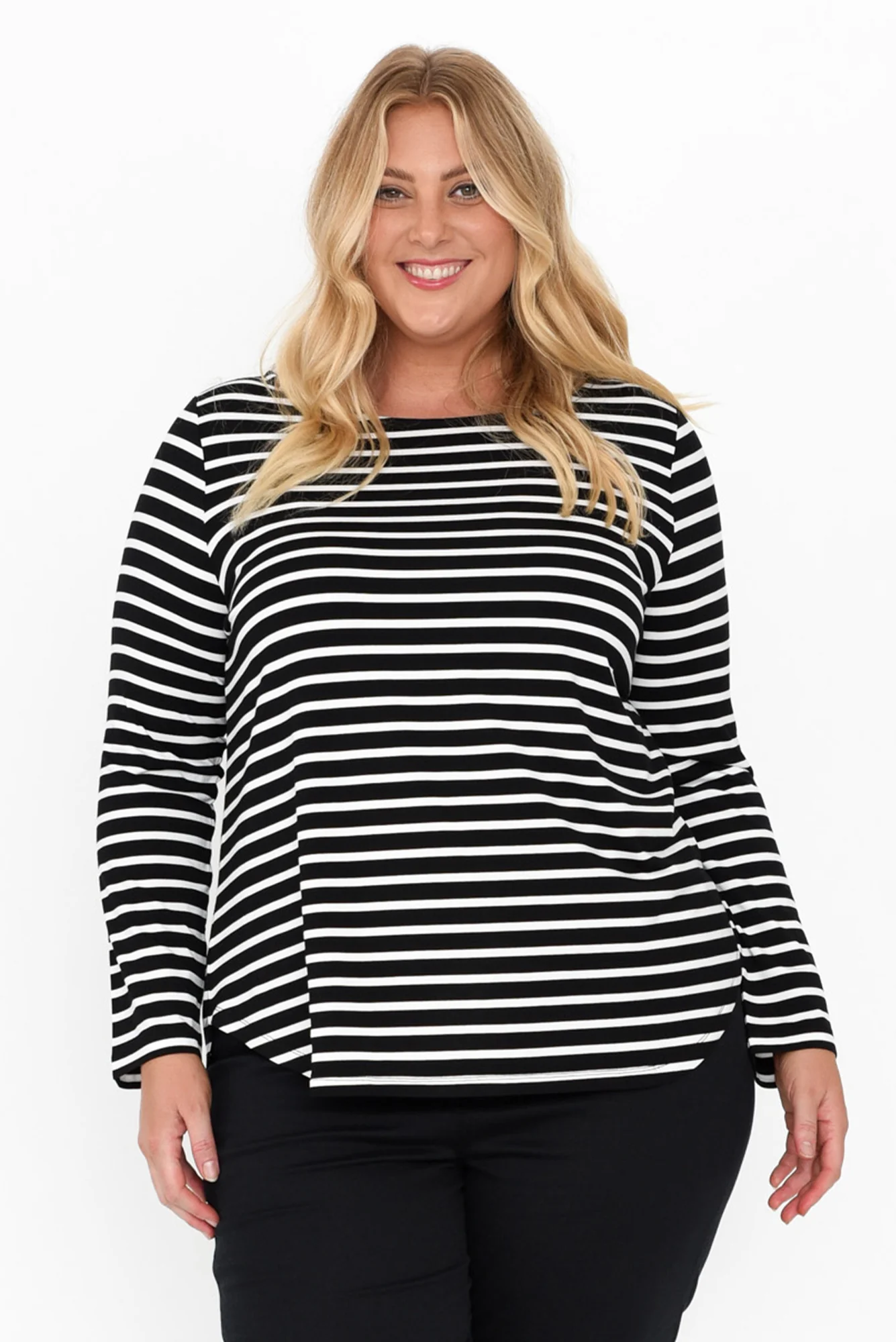 Adele Black Stripe Long Sleeve Bamboo Tee