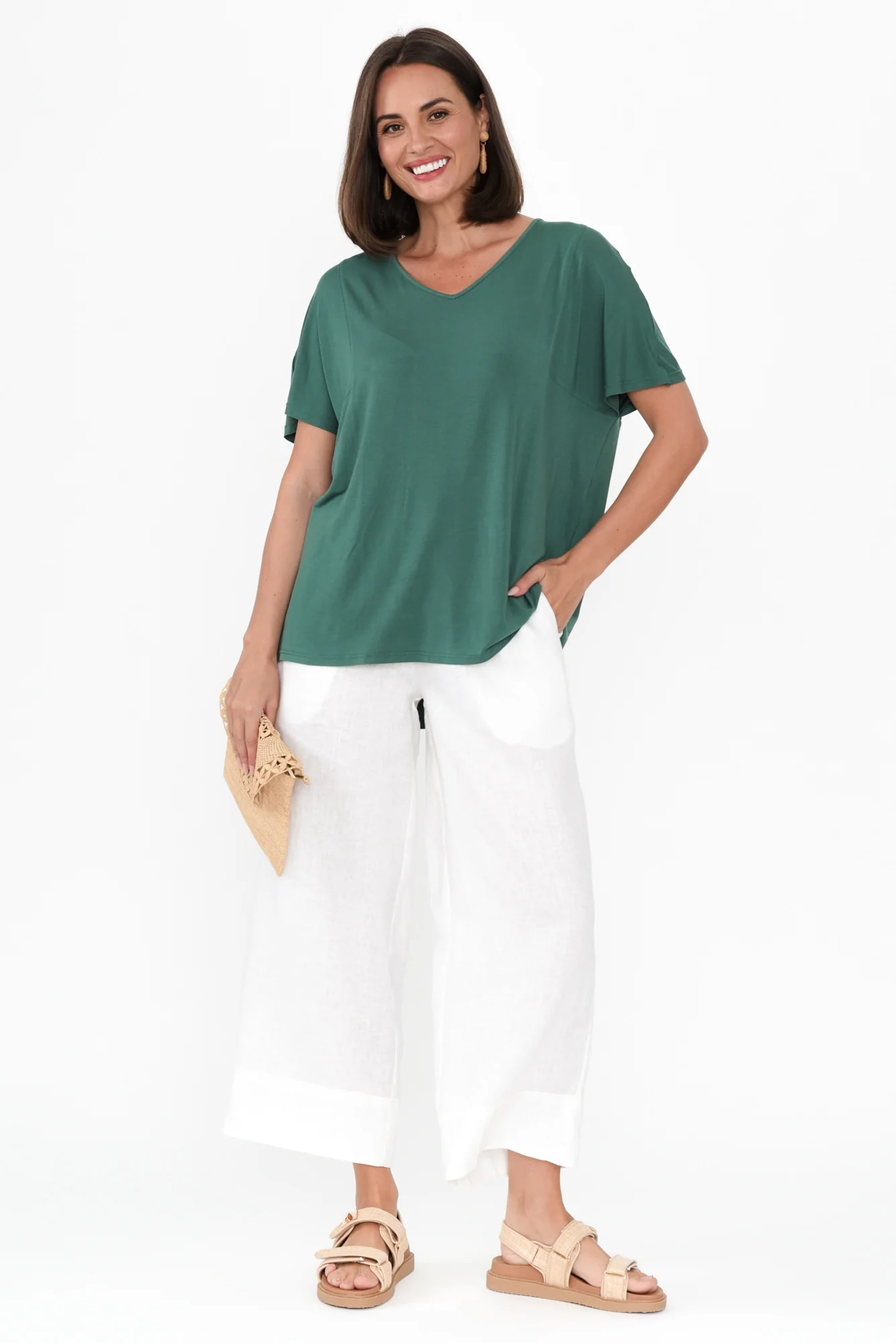 Elgon White Linen Wide Leg Pants