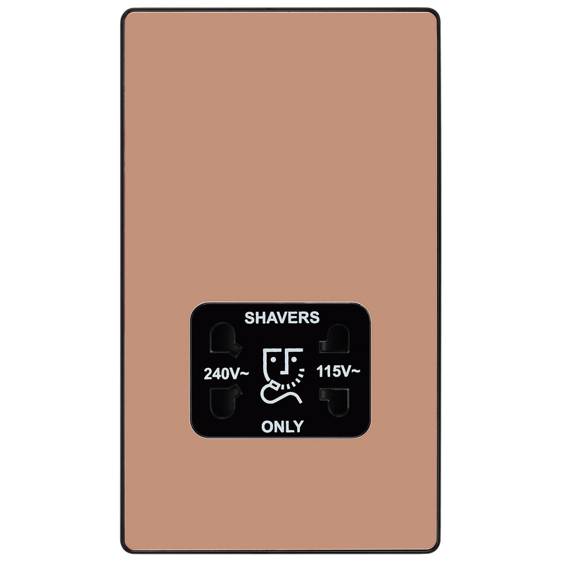 BG Evolve Polished Copper (Black Ins) Dual Voltage Shaver Socket 115/240V