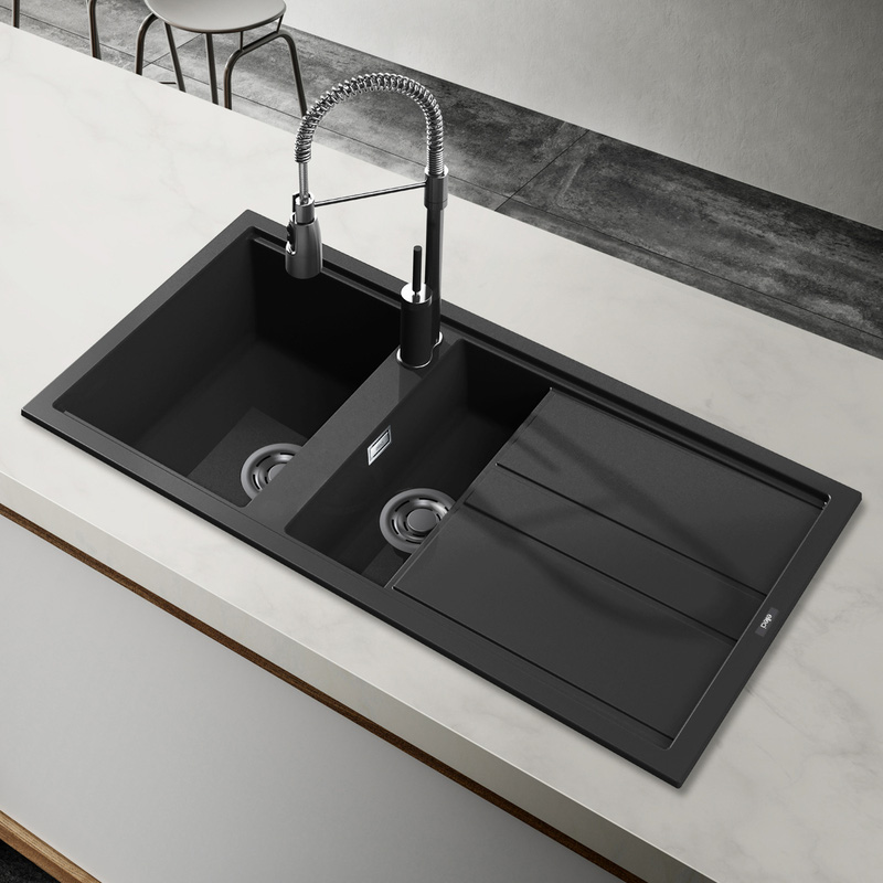 Reginox Best Reversible Composite Kitchen Sink & Drainer 1.5 Bowl Black