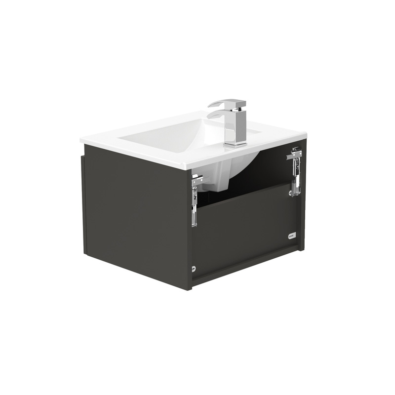 Newland Single Drawer Wall Hung Vanity Unit With Basin Midnight Mist 500mm
