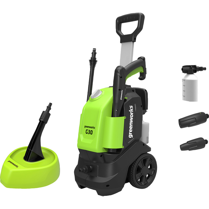 Greenworks G30 Pressure Washer including Patio Head & Brush 120 bar