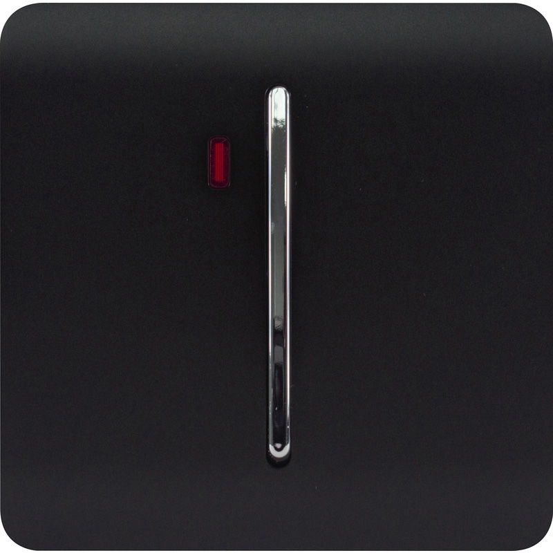 Trendiswitch Matt Black 45 Amp Switch with Neon 1 Gang